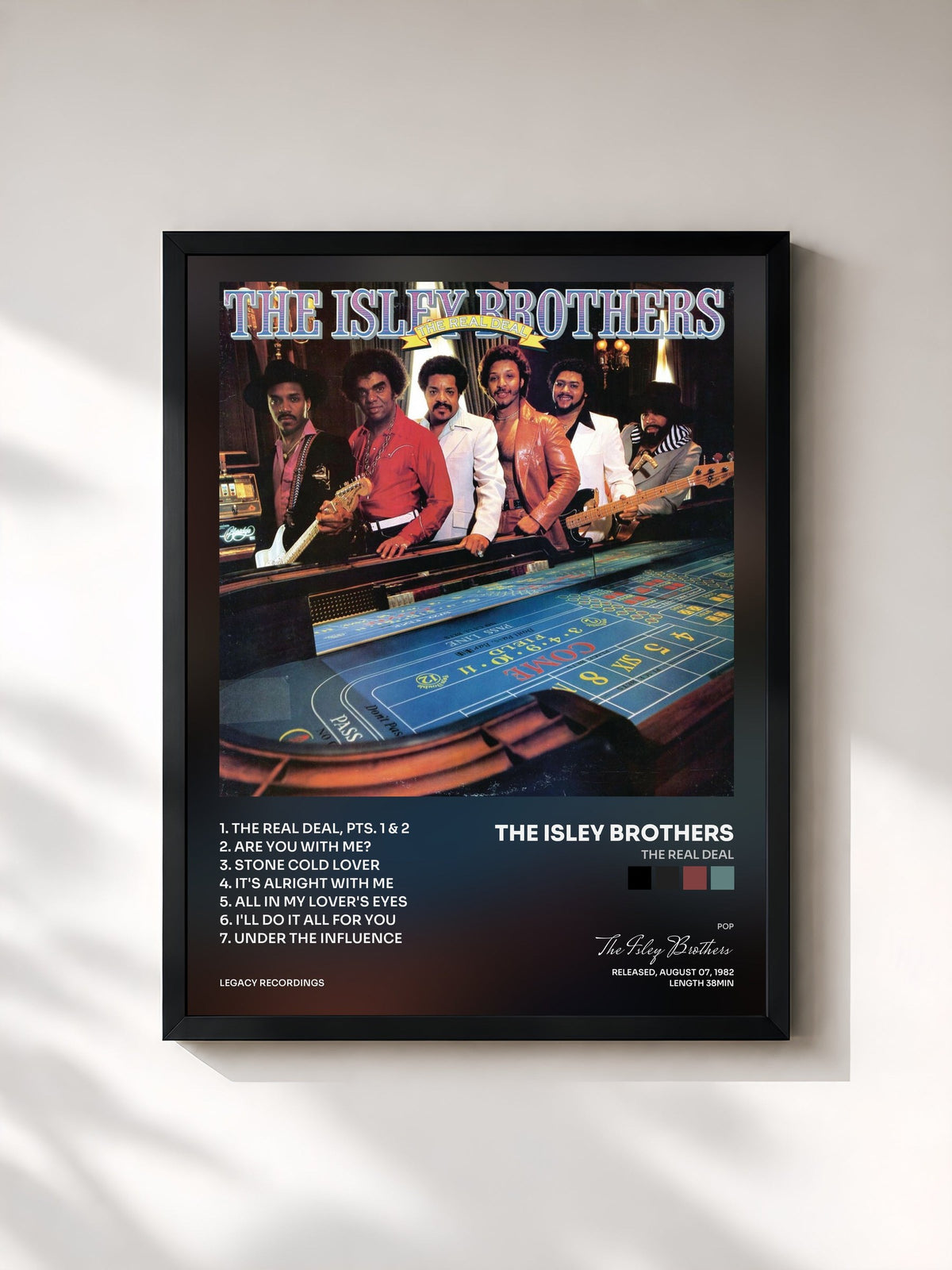 #noir Tableau de l'album The Real Deal de The Isley Brothers, cadre noir, imprimé et encadré en France