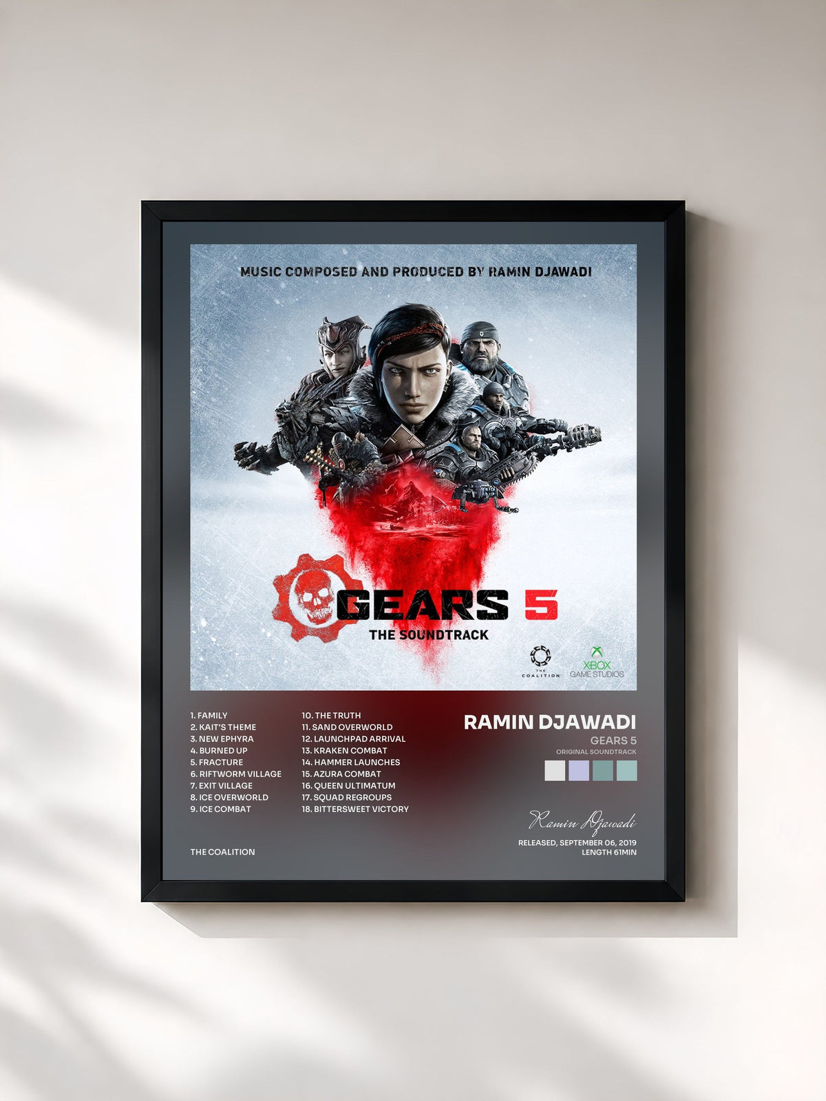 #noir Tableau de l'album Gears 5 (Original Soundtrack) de Ramin Djawadi, cadre noir, imprimé et encadré en France
