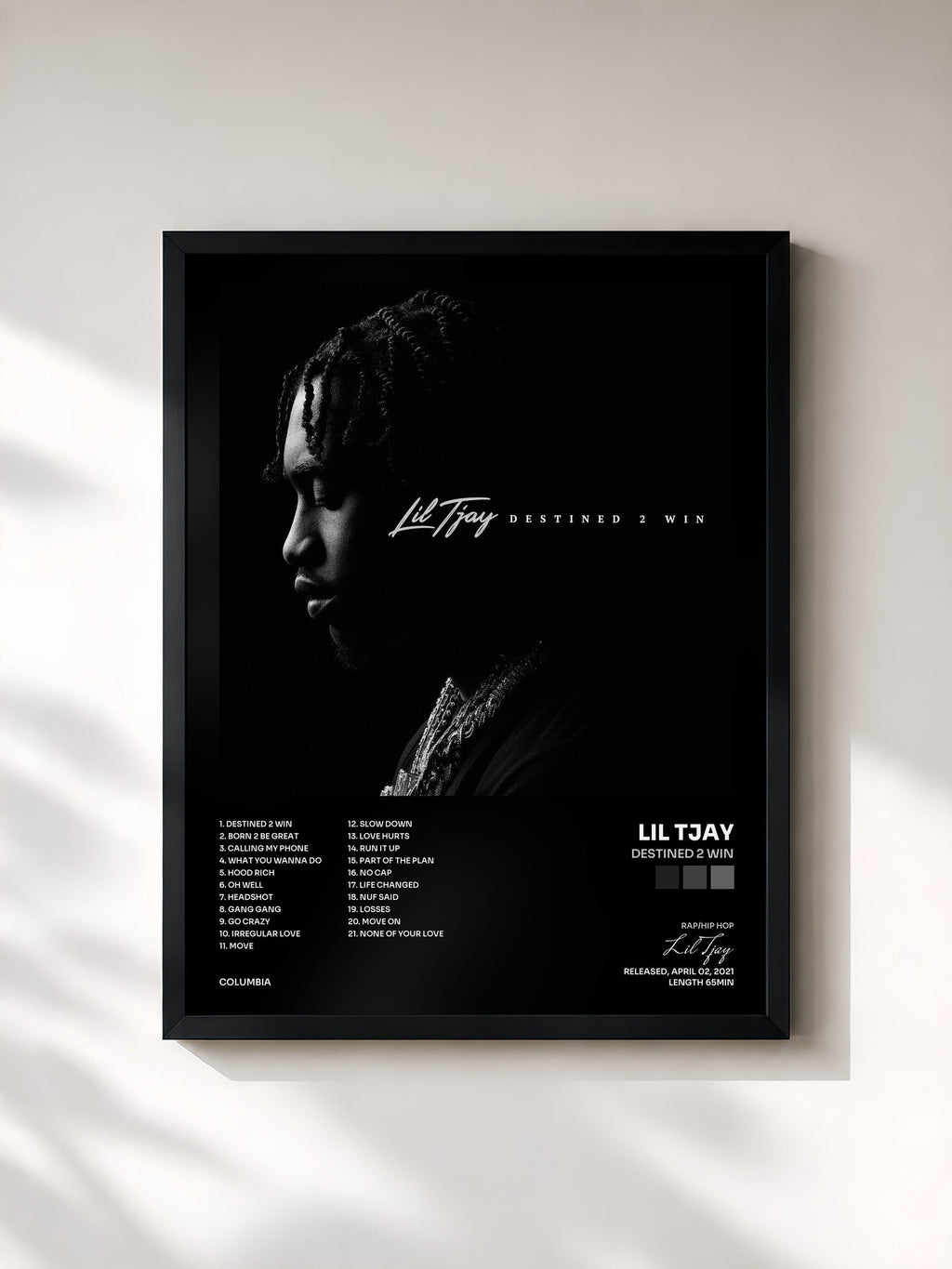 #noir Destined 2 Win di Lil Tjay in stampa incorniciata, cornice nera, stampata e incorniciata in Francia