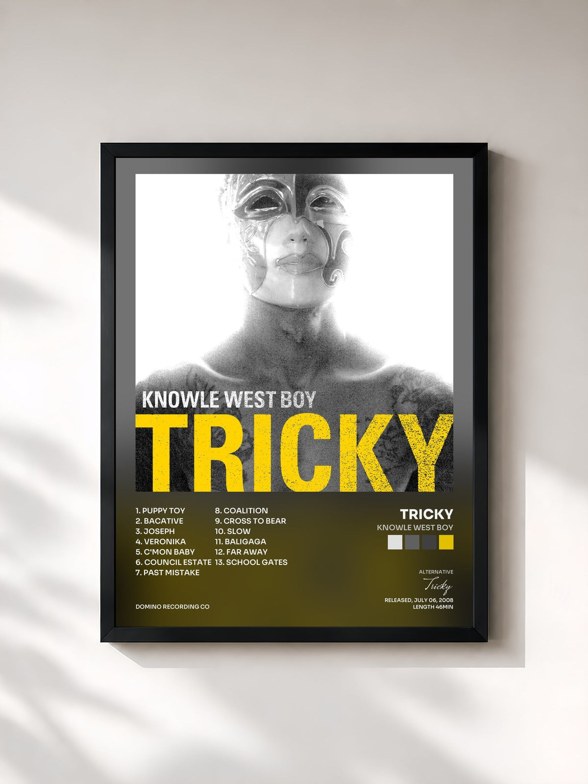 #noir Tableau de l'album Knowle West Boy de Tricky, cadre noir, imprimé et encadré en France