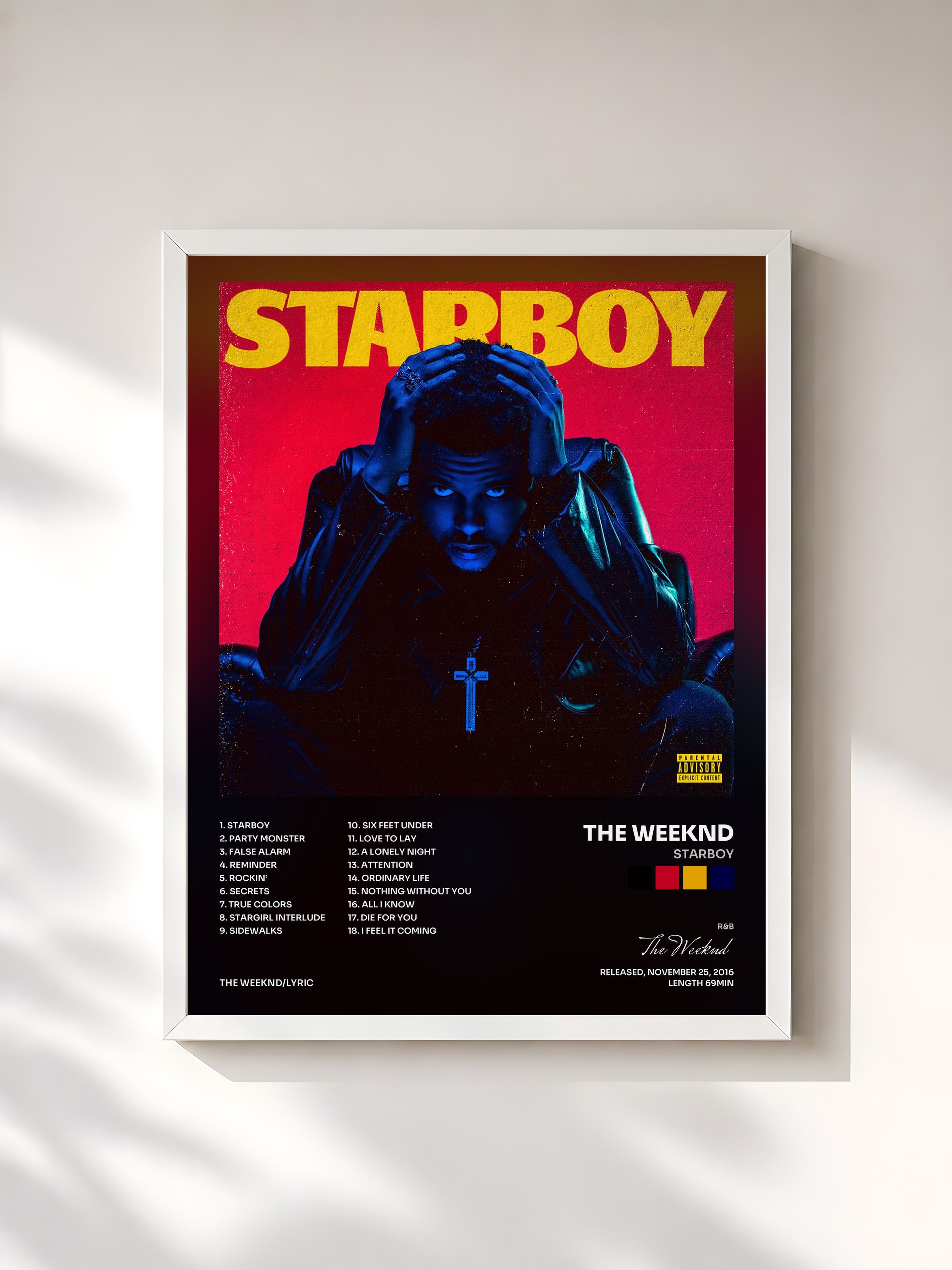 #blanc Starboy di The Weeknd in stampa incorniciata, cornice bianca, stampata e incorniciata in Francia