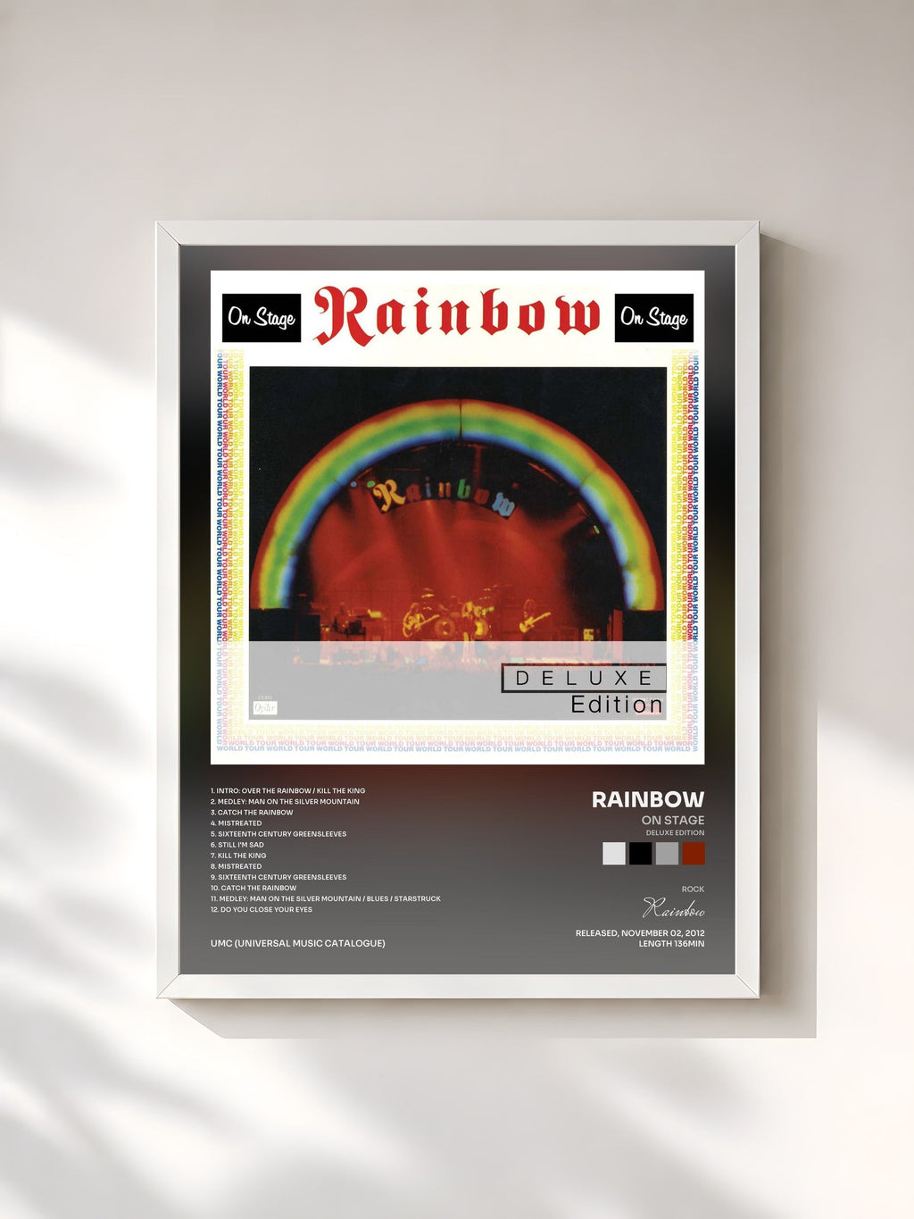 #blanc Tableau de l'album On Stage (Deluxe Edition) de Rainbow, cadre blanc, imprimé et encadré en France