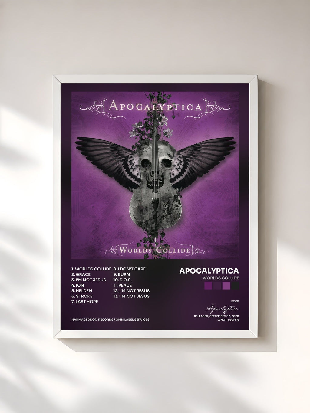#blanc Worlds Collide by Apocalyptica as a framed art print, white frame, printed and framed in France