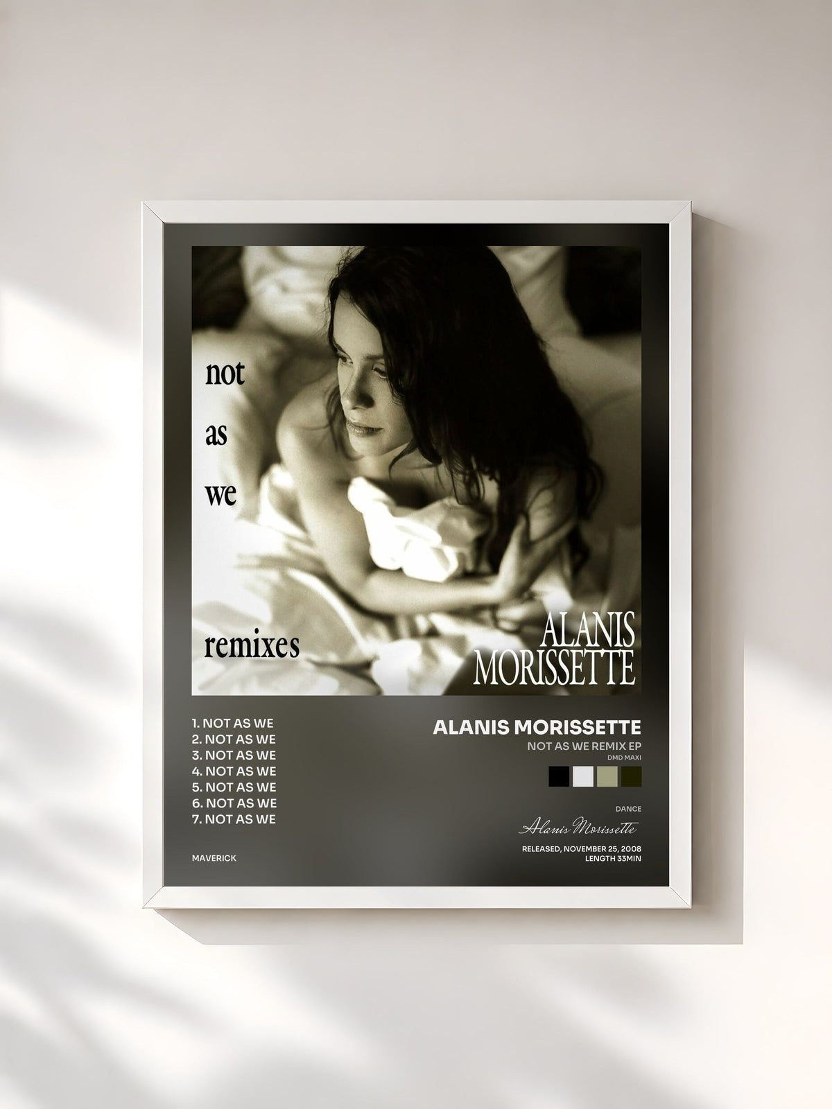 #blanc Tableau de l'album Not as We Remix EP (DMD Maxi) de Alanis Morissette, cadre blanc, imprimé et encadré en France