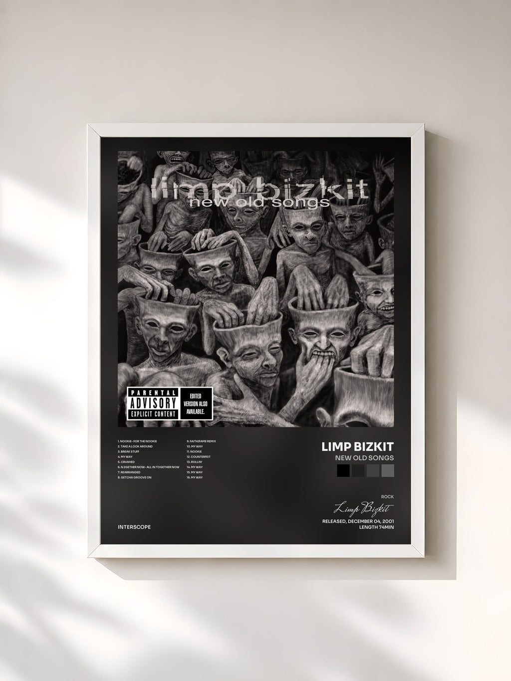#blanc New Old Songs von Limp Bizkit als gerahmter Kunstdruck, weißer Rahmen, gedruckt und gerahmt in Frankreich