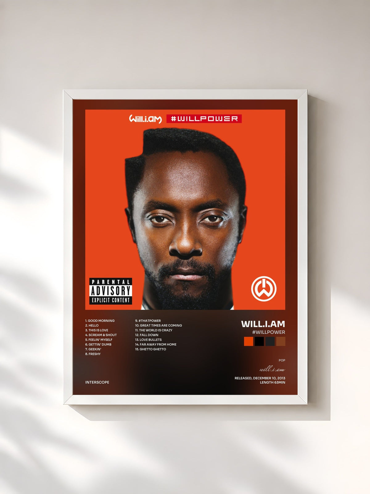 #blanc #willpower by will.i.am as a framed art print, white frame, printed and framed in France