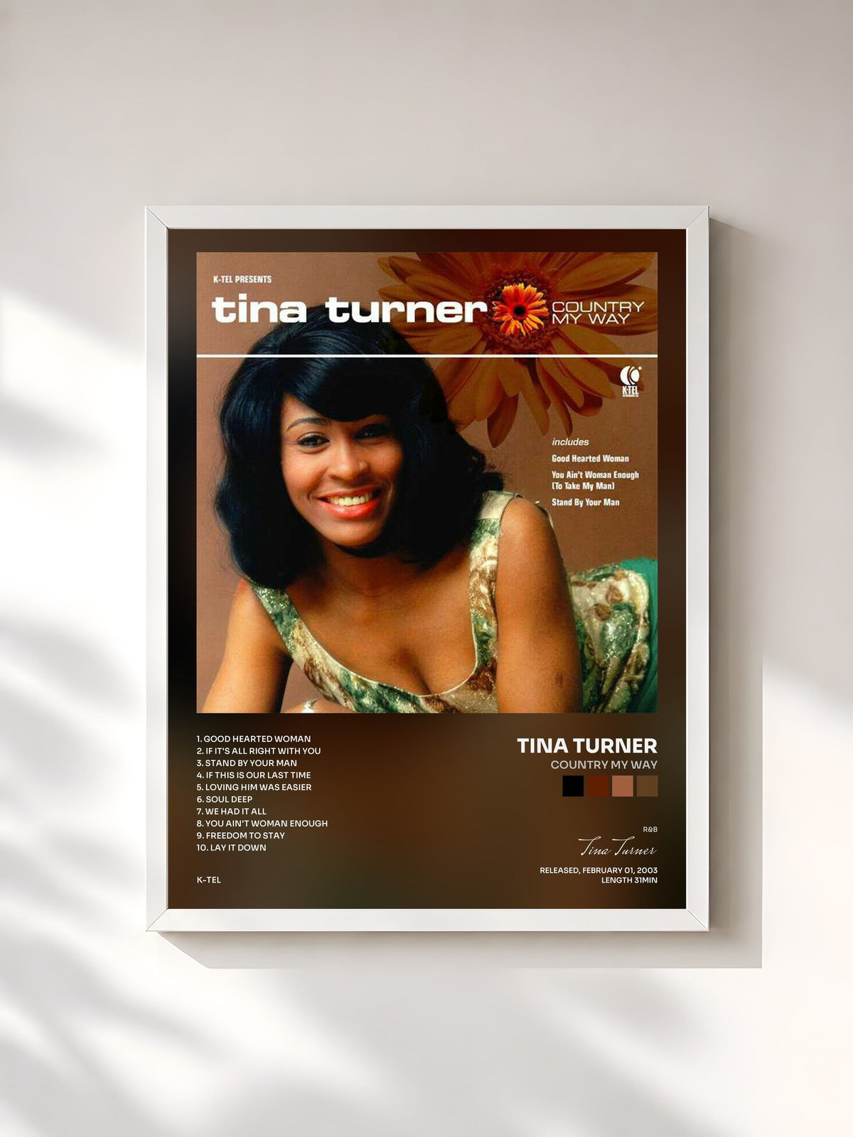 #blanc Country My Way von Tina Turner als gerahmter Kunstdruck, weißer Rahmen, gedruckt und gerahmt in Frankreich