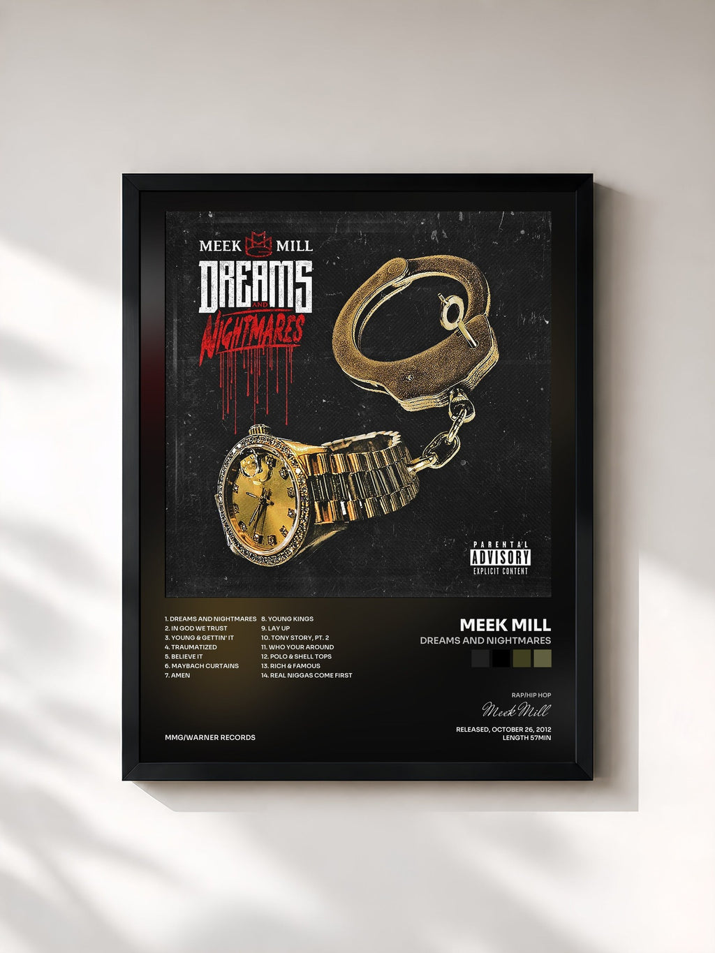 #noir Dreams and Nightmares by Meek Mill as a framed art print, black frame, printed and framed in France