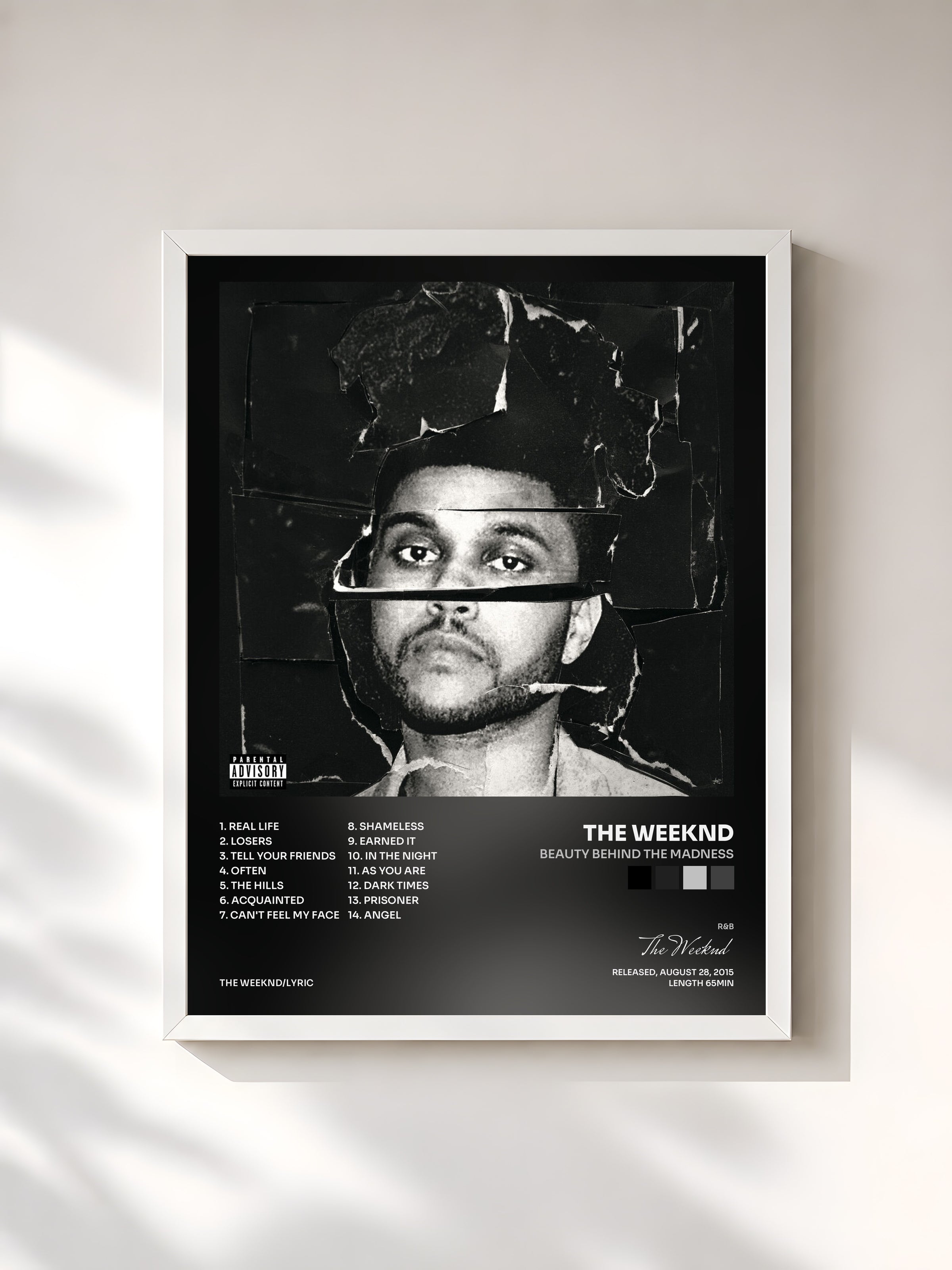 #blanc Beauty Behind The Madness di The Weeknd in stampa incorniciata, cornice bianca, stampata e incorniciata in Francia