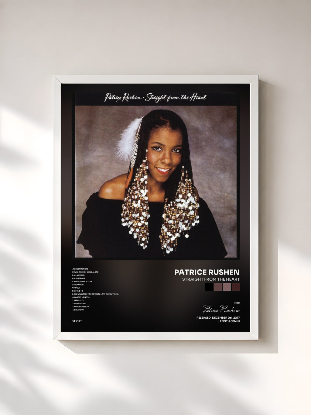 #blanc Tableau de l'album Straight From The Heart de Patrice Rushen, cadre blanc, imprimé et encadré en France