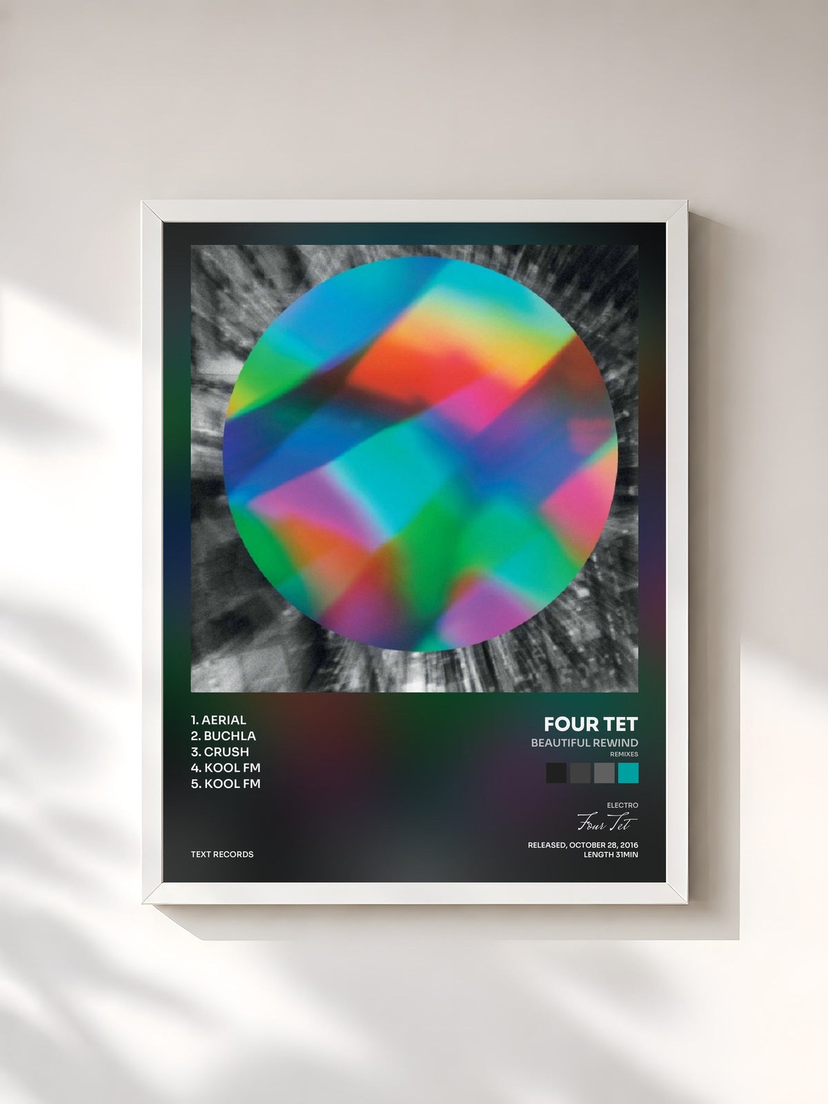#blanc Beautiful Rewind (Remixes) de Four Tet en lámina enmarcada, marco blanco, impresa y enmarcada en Francia