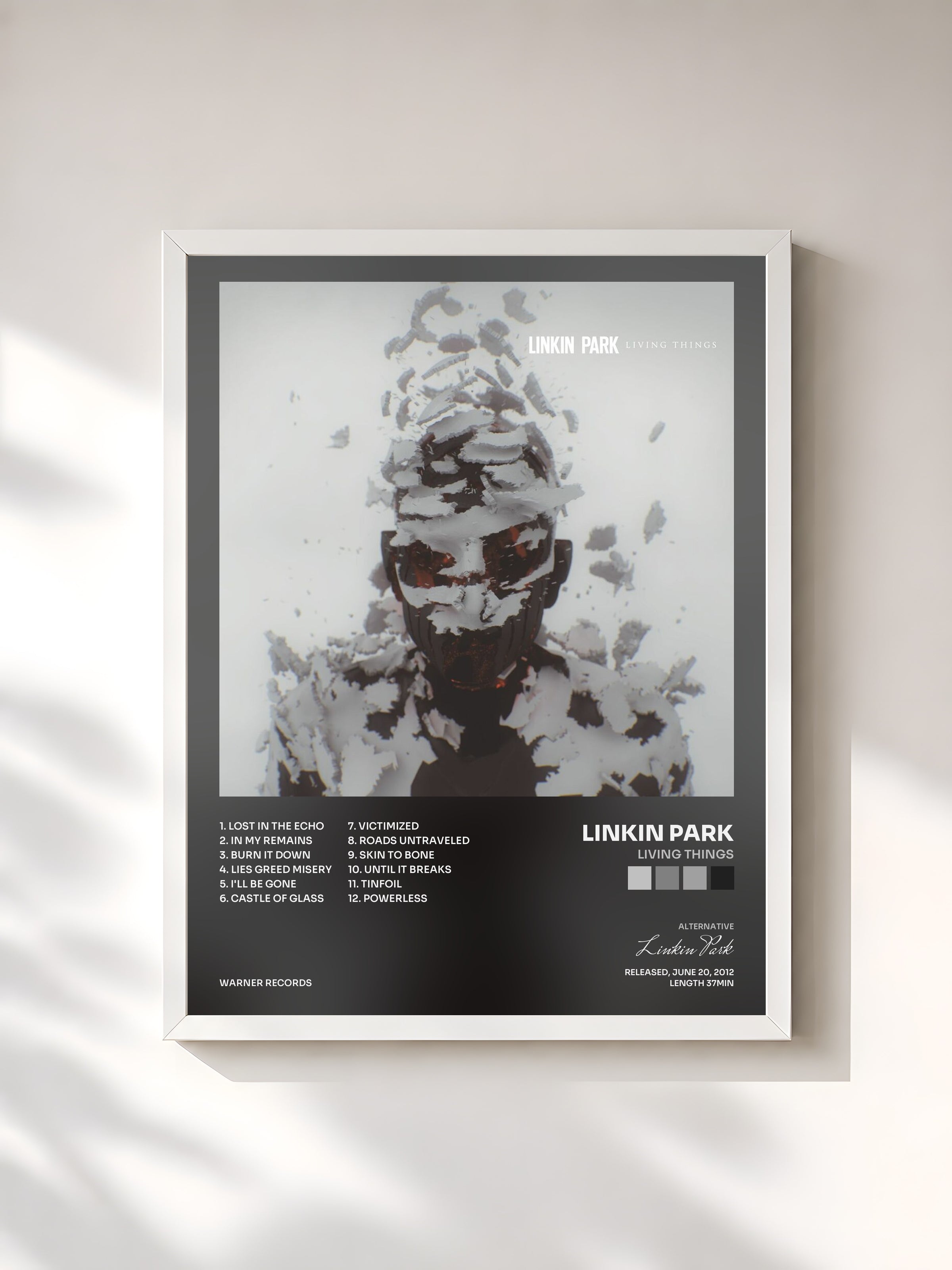 #blanc LIVING THINGS di Linkin Park in stampa incorniciata, cornice bianca, stampata e incorniciata in Francia