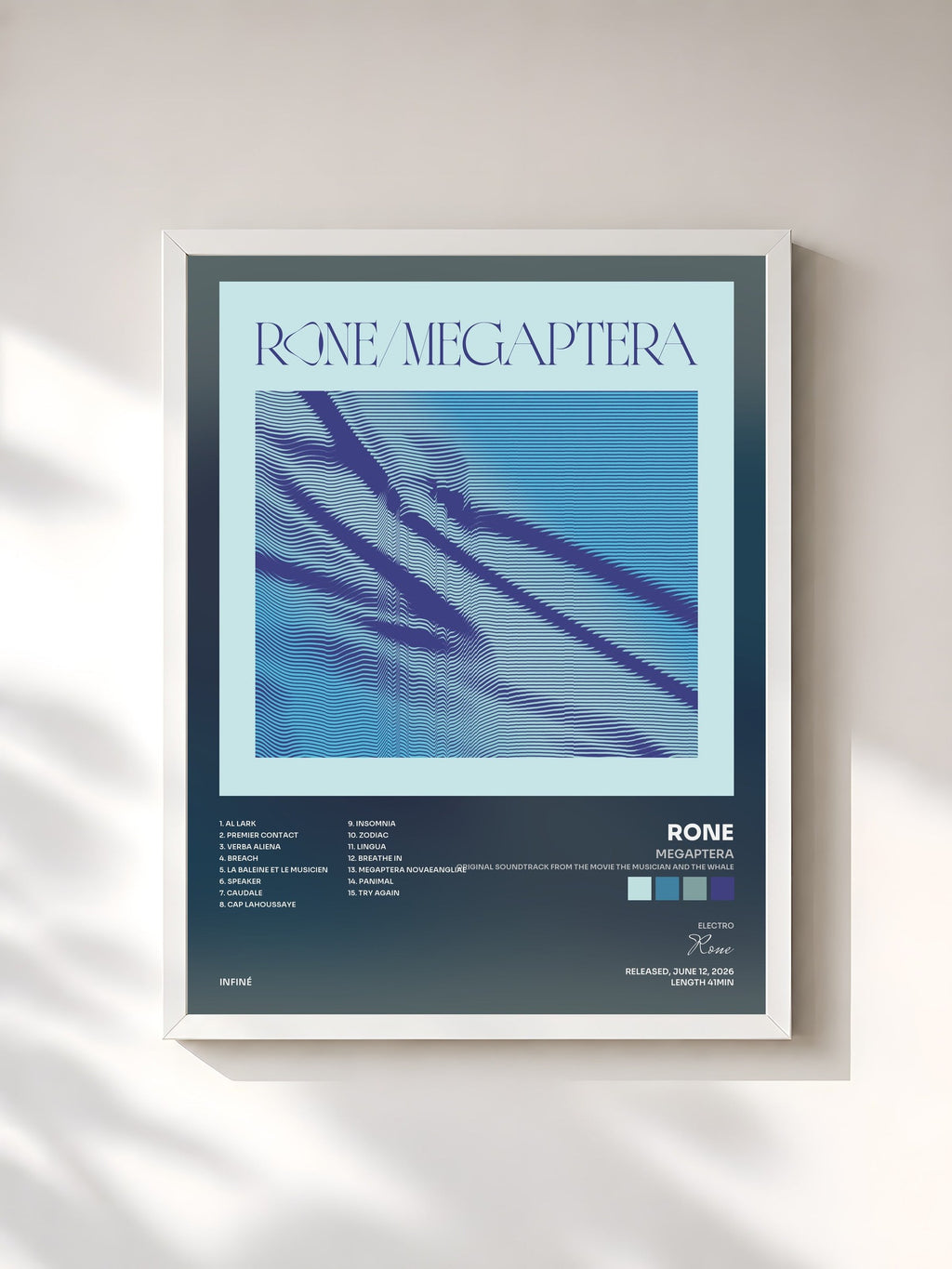 #blanc Megaptera (Original Soundtrack from the Movie the Musician and the Whale) di Rone in stampa incorniciata, cornice bianca, stampata e incorniciata in Francia