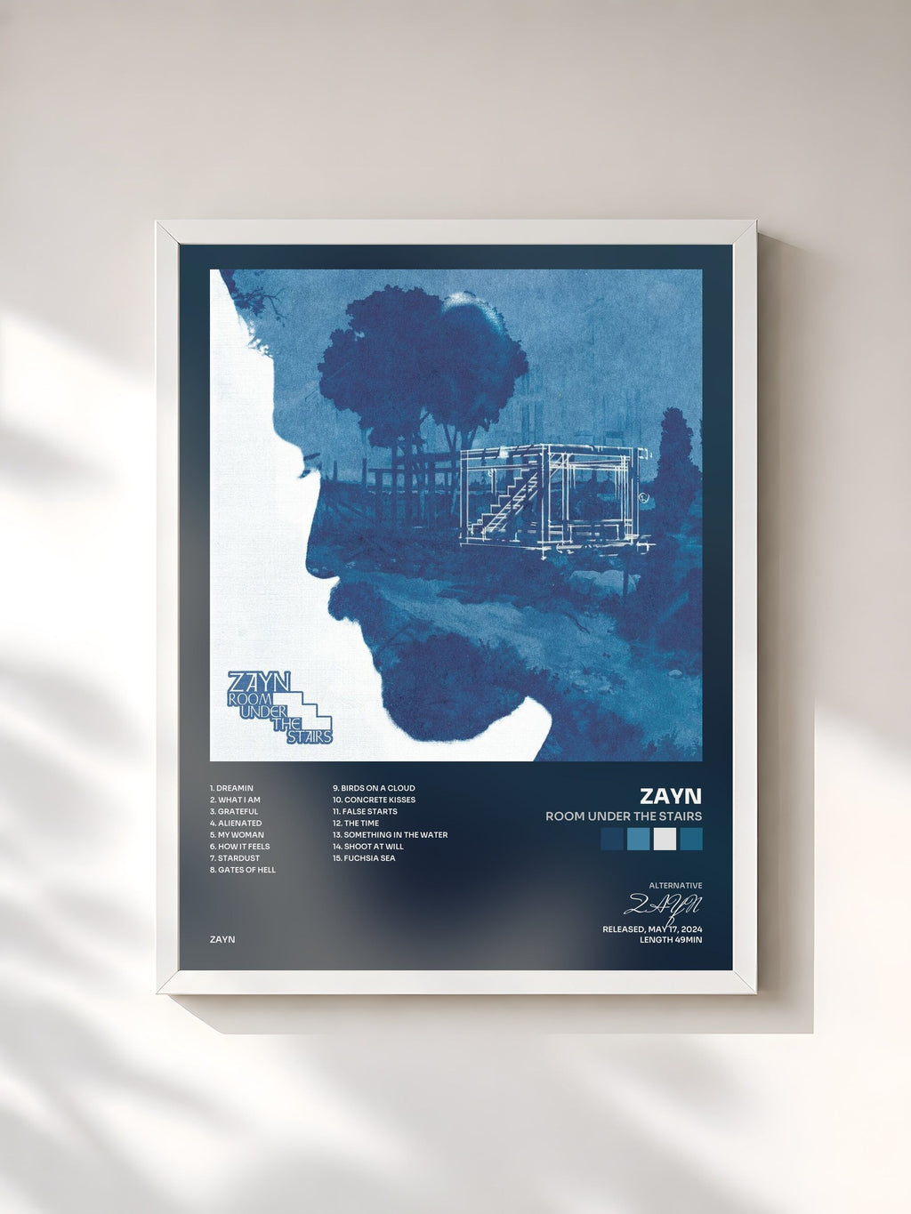 #blanc ROOM UNDER THE STAIRS von ZAYN als gerahmter Kunstdruck, weißer Rahmen, gedruckt und gerahmt in Frankreich