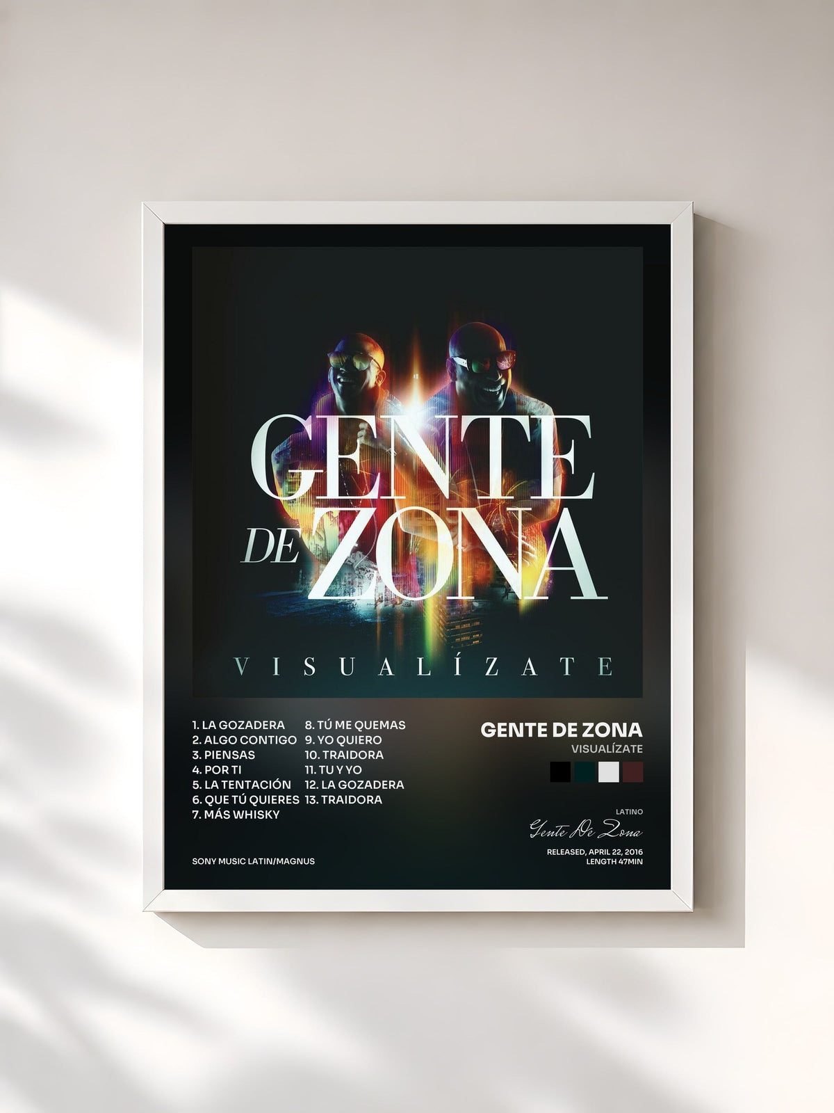 #blanc Tableau de l'album Visualízate de Gente De Zona, cadre blanc, imprimé et encadré en France