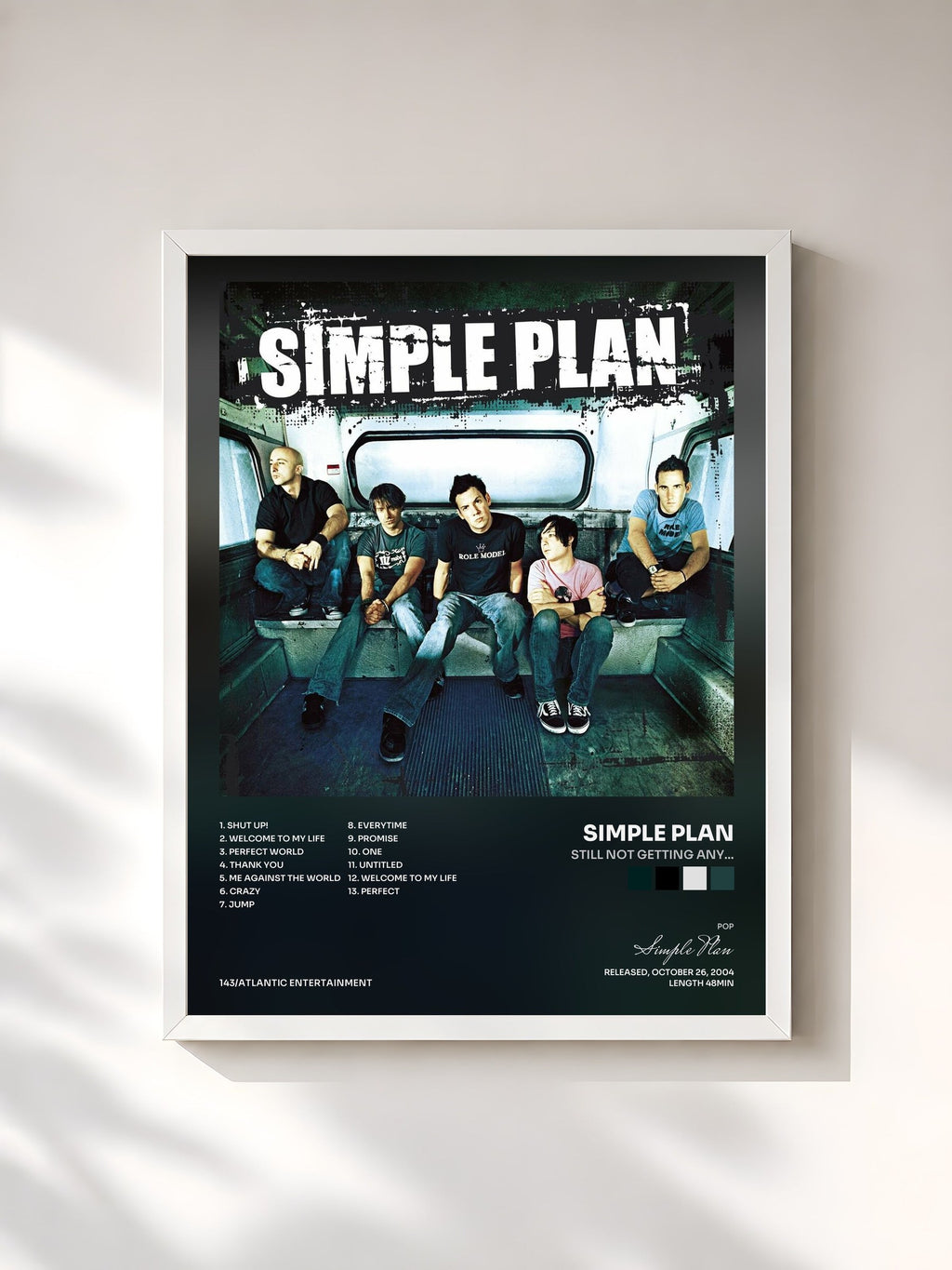 #blanc Still Not Getting Any... von Simple Plan als gerahmter Kunstdruck, weißer Rahmen, gedruckt und gerahmt in Frankreich