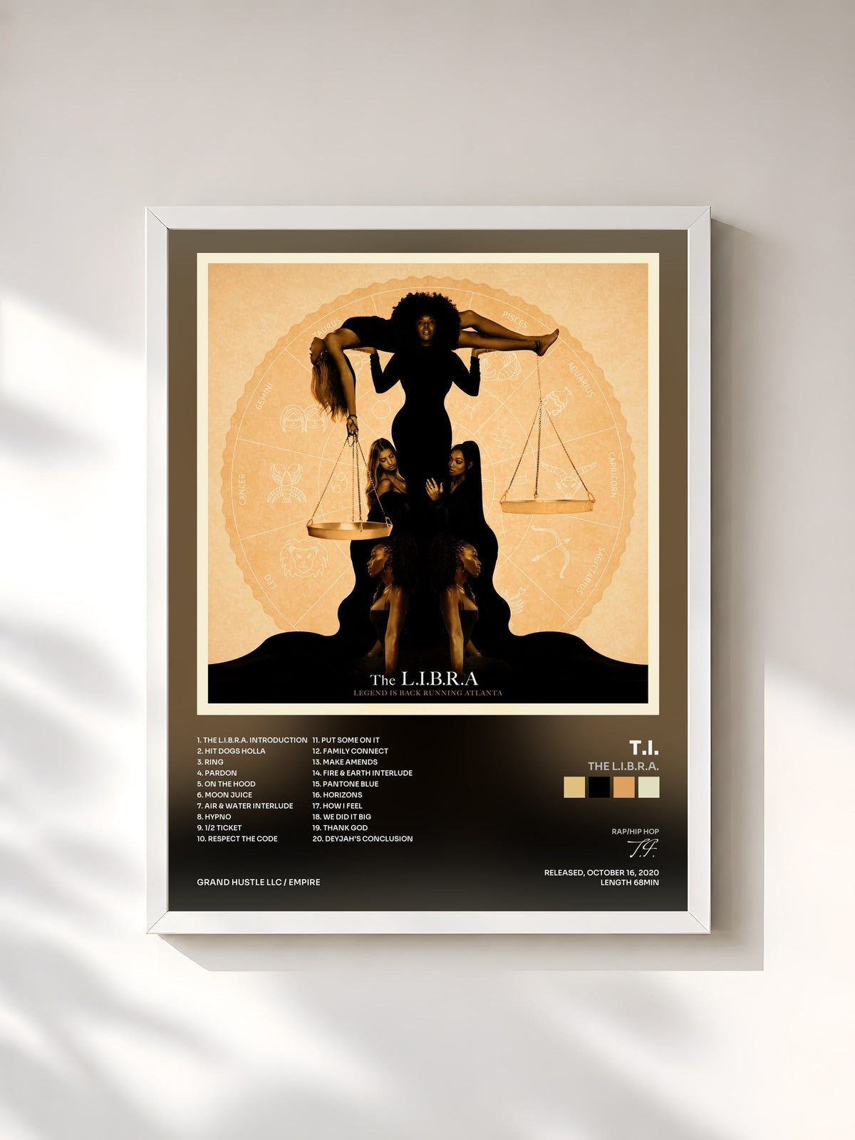 #blanc The L.I.B.R.A. by T.I. as a framed art print, white frame, printed and framed in France