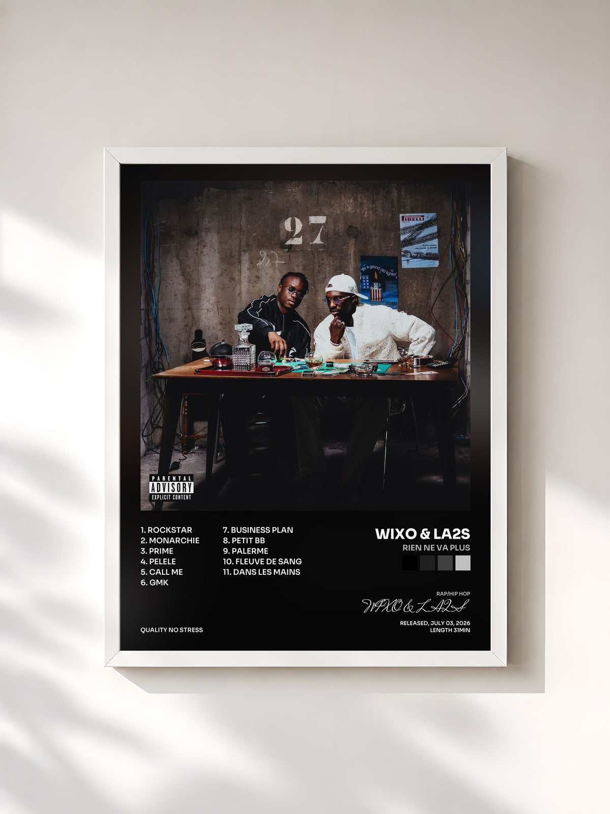 #blanc Tableau de l'album Rien Ne Va Plus de WIXO & LA2S, cadre blanc, imprimé et encadré en France