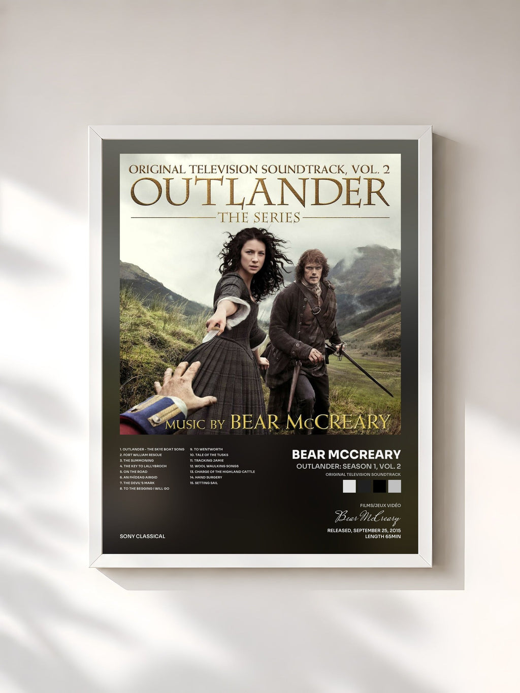 #blanc Outlander: Season 1, Vol. 2 (Original Television Soundtrack) by Bear McCreary as a framed art print, white frame, printed and framed in France
