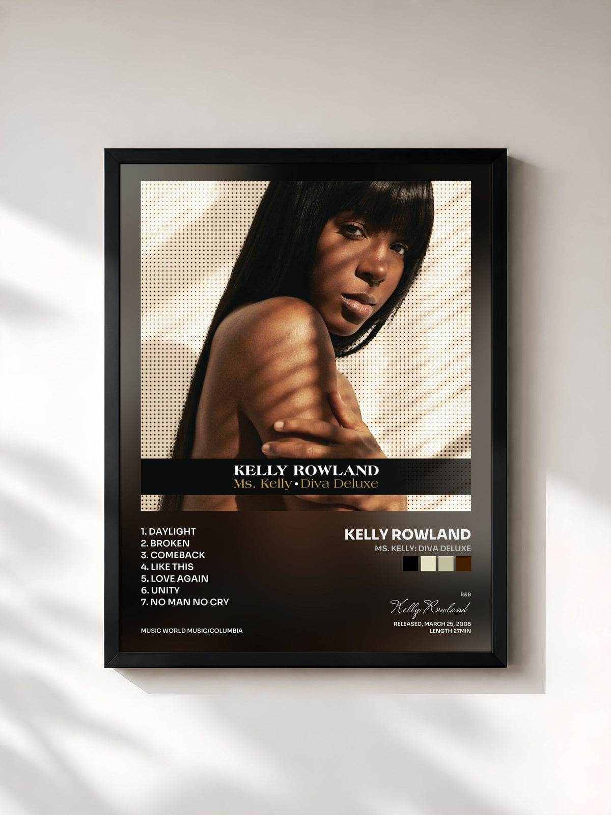 #noir Tableau de l'album Ms. Kelly: Diva Deluxe de Kelly Rowland, cadre noir, imprimé et encadré en France