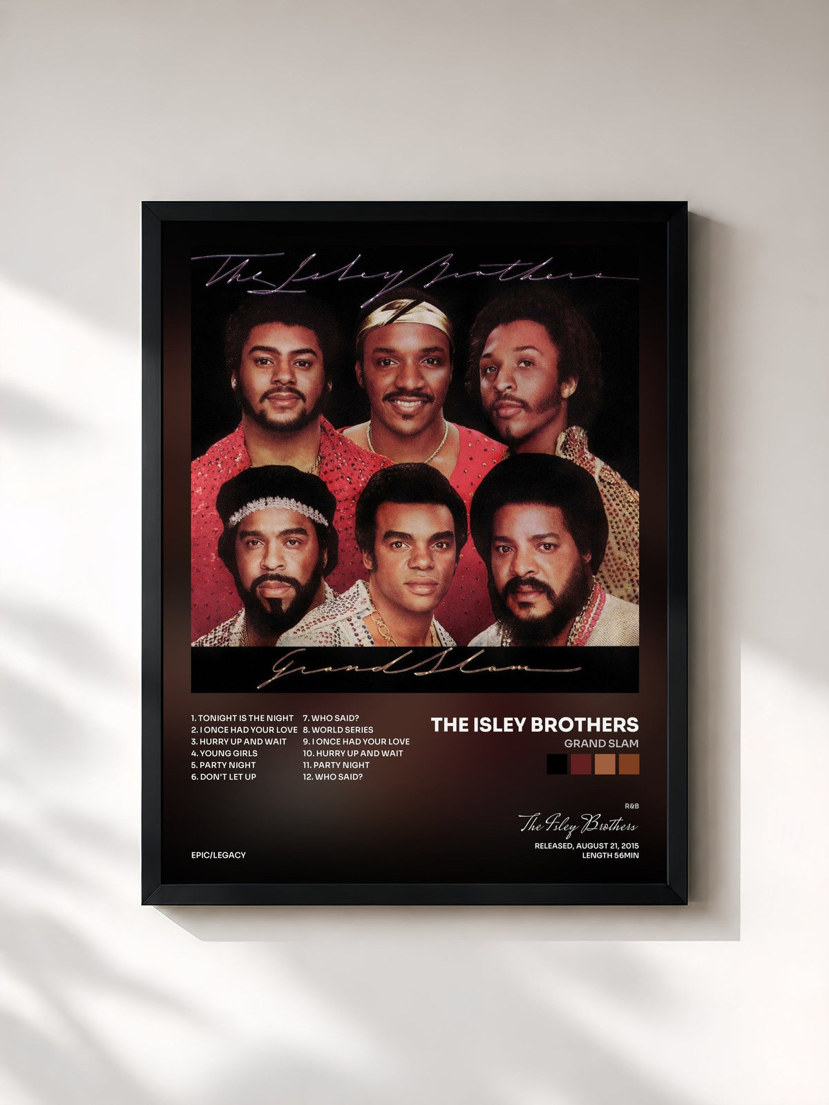 #noir Tableau de l'album Grand Slam de The Isley Brothers, cadre noir, imprimé et encadré en France