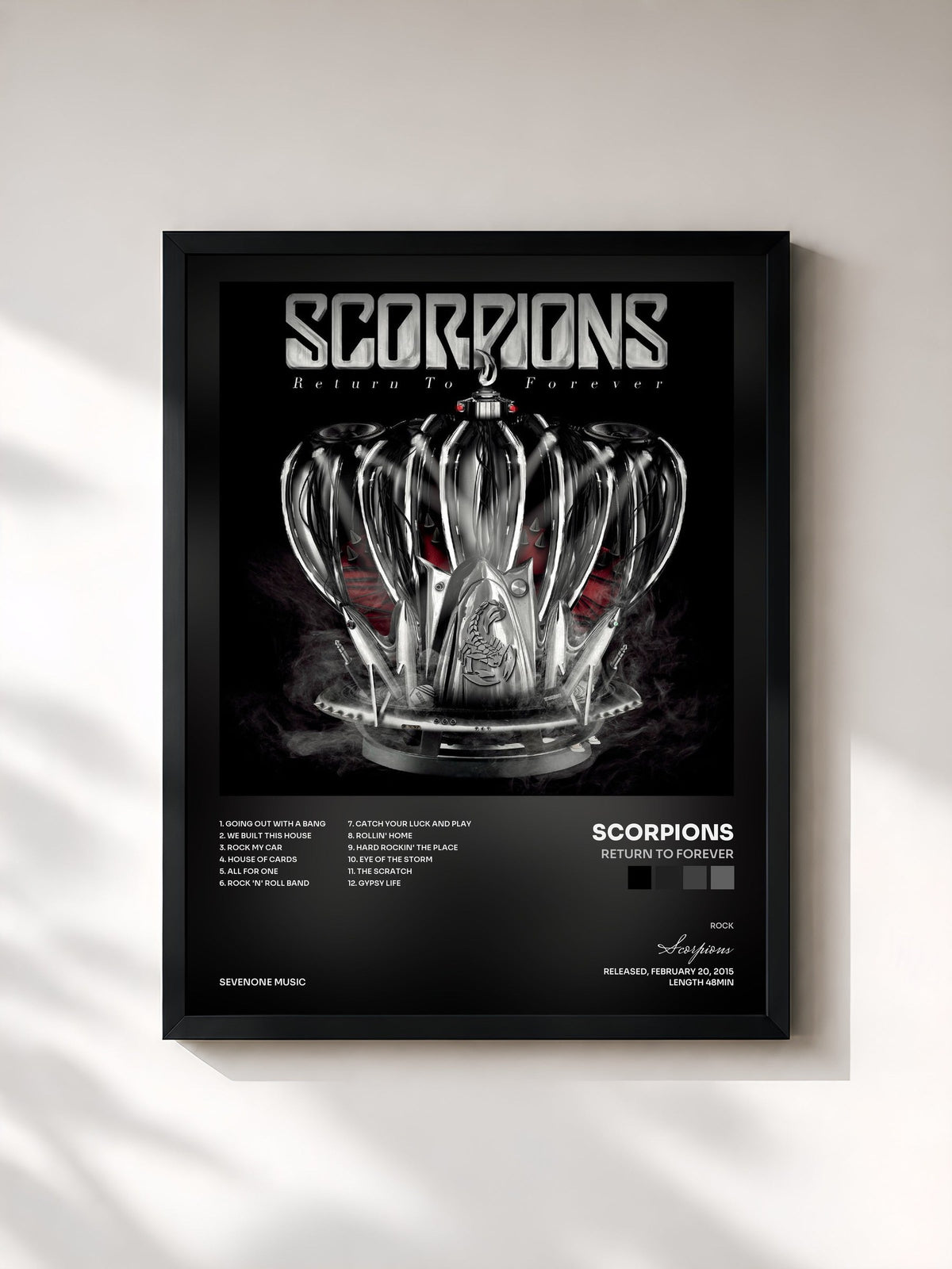 #noir Tableau de l'album Return to Forever de Scorpions, cadre noir, imprimé et encadré en France