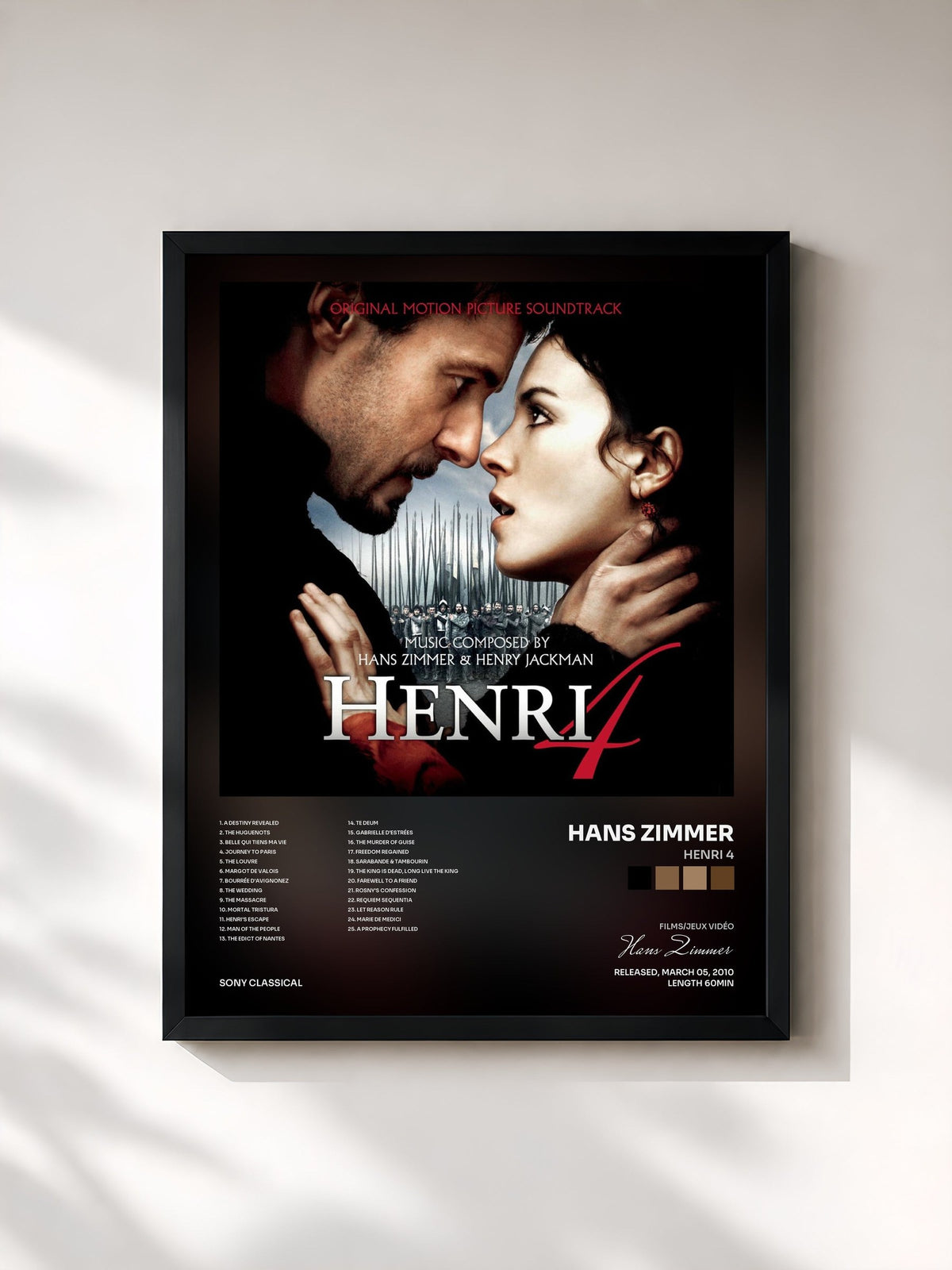 #noir Tableau de l'album Henri 4 de Hans Zimmer, cadre noir, imprimé et encadré en France