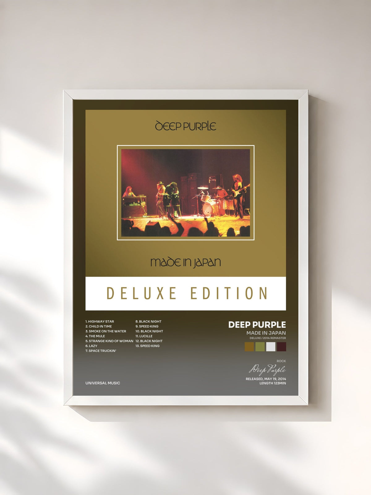 #blanc Tableau de l'album Made In Japan (Deluxe / 2014 Remaster) de Deep Purple, cadre blanc, imprimé et encadré en France