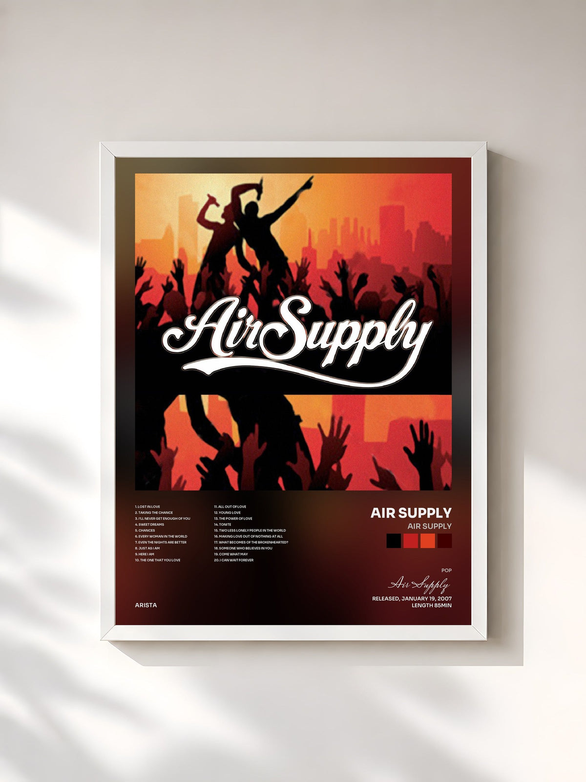 #blanc Air Supply by Air Supply as a framed art print, white frame, printed and framed in France