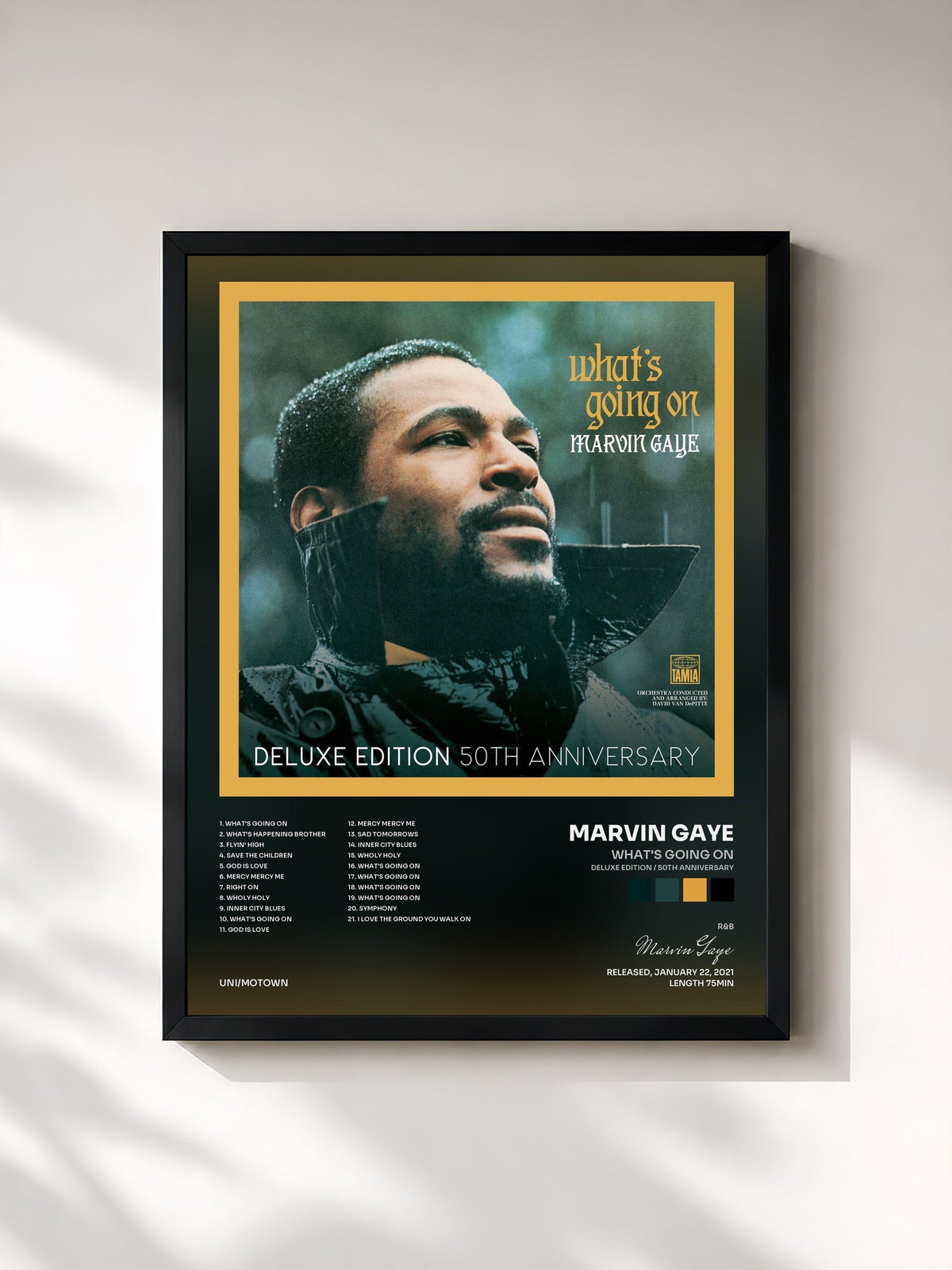 #noir Tableau de l'album What's Going On (Deluxe Edition / 50th Anniversary) de Marvin Gaye, cadre noir, imprimé et encadré en France