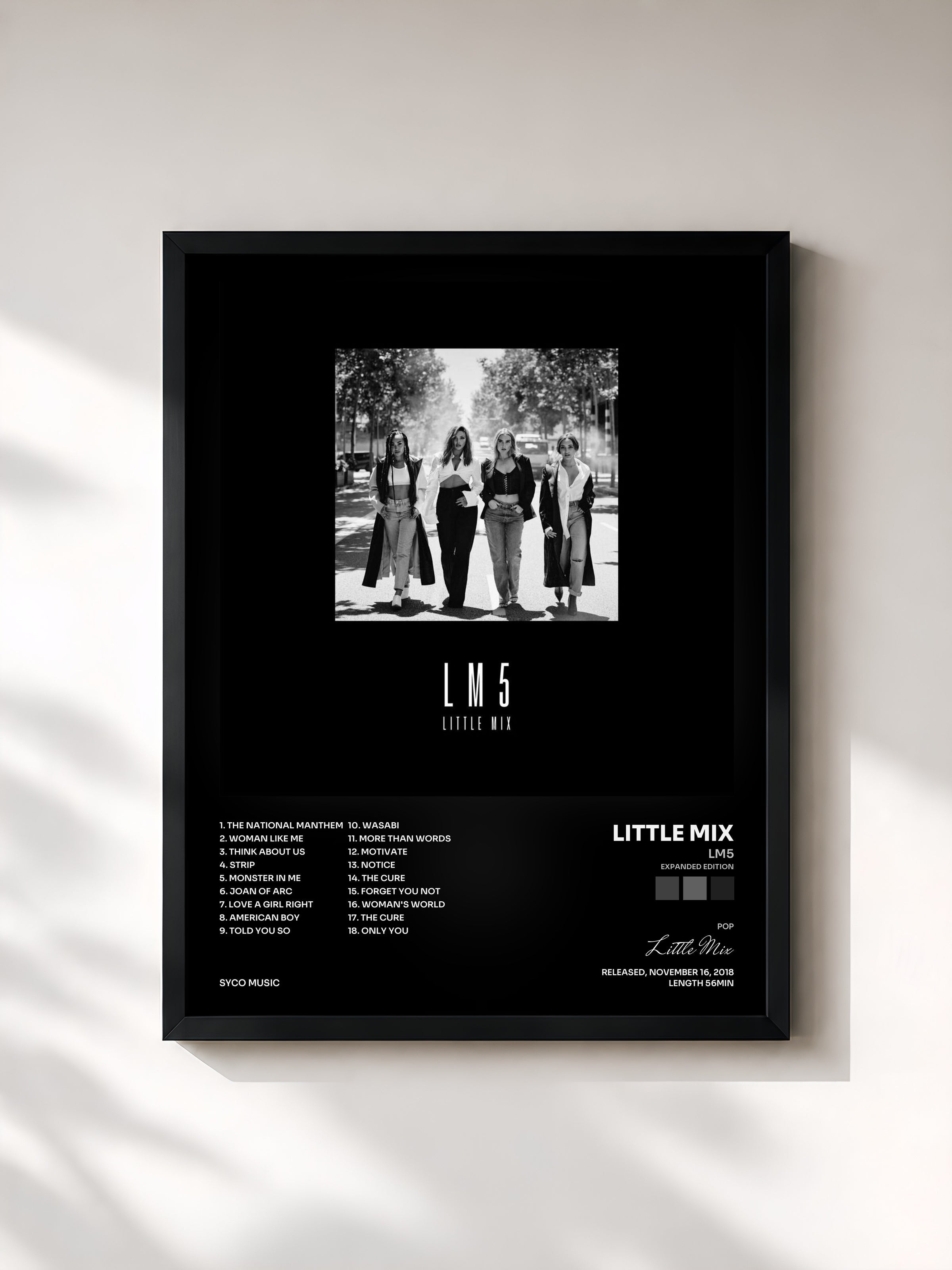 #noir Tableau de l'album LM5 (Expanded Edition) de Little Mix, cadre noir, imprimé et encadré en France
