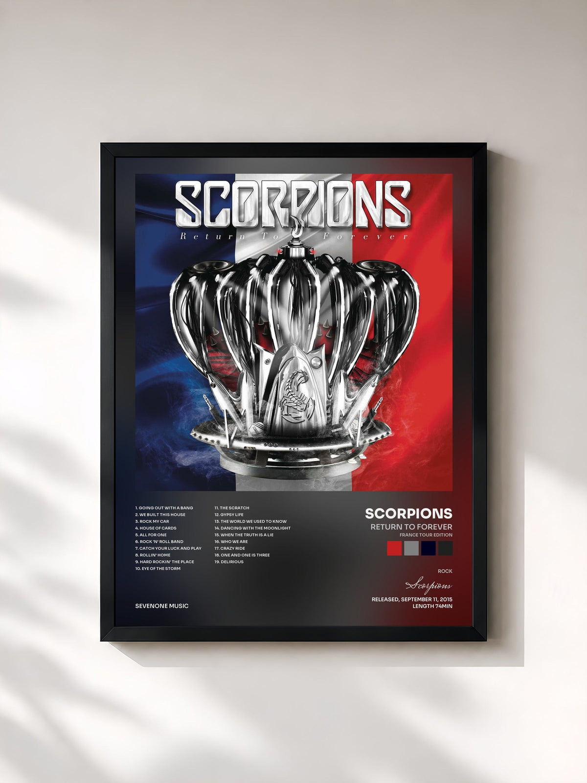 #noir Tableau de l'album Return to Forever (France Tour Edition) de Scorpions, cadre noir, imprimé et encadré en France