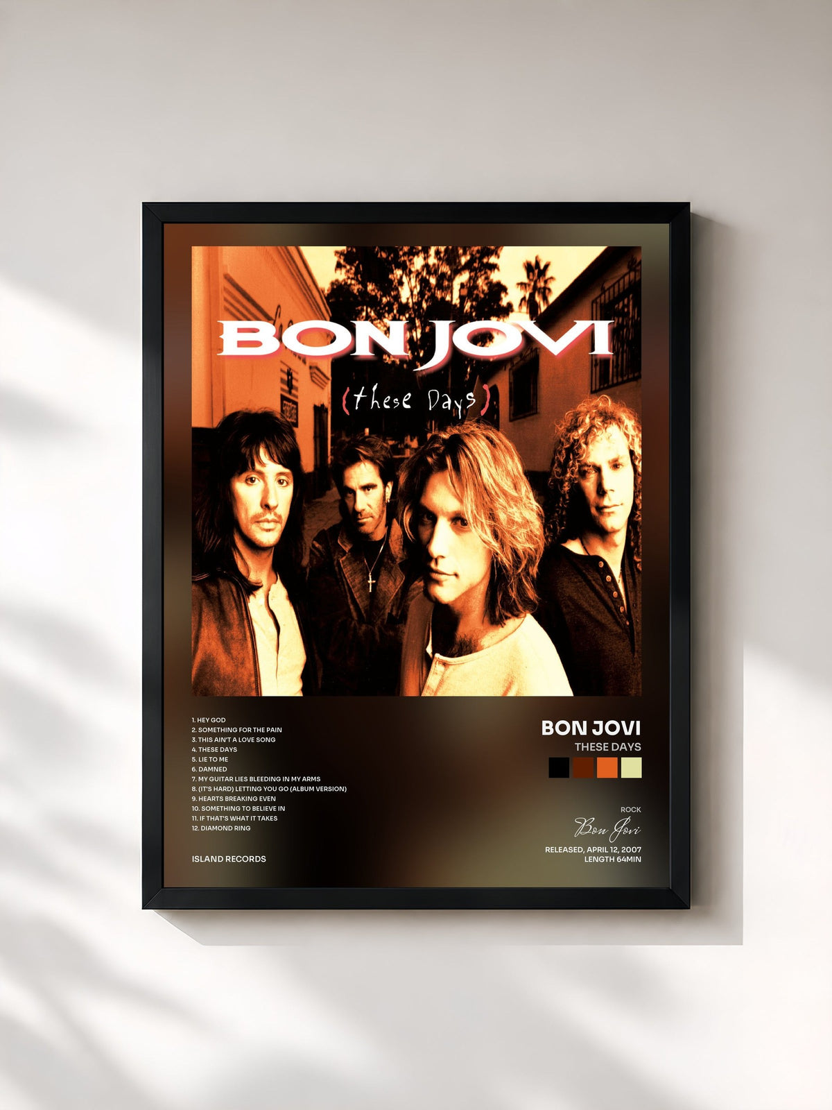 #noir These Days von Bon Jovi als gerahmter Kunstdruck, schwarzer Rahmen, gedruckt und gerahmt in Frankreich