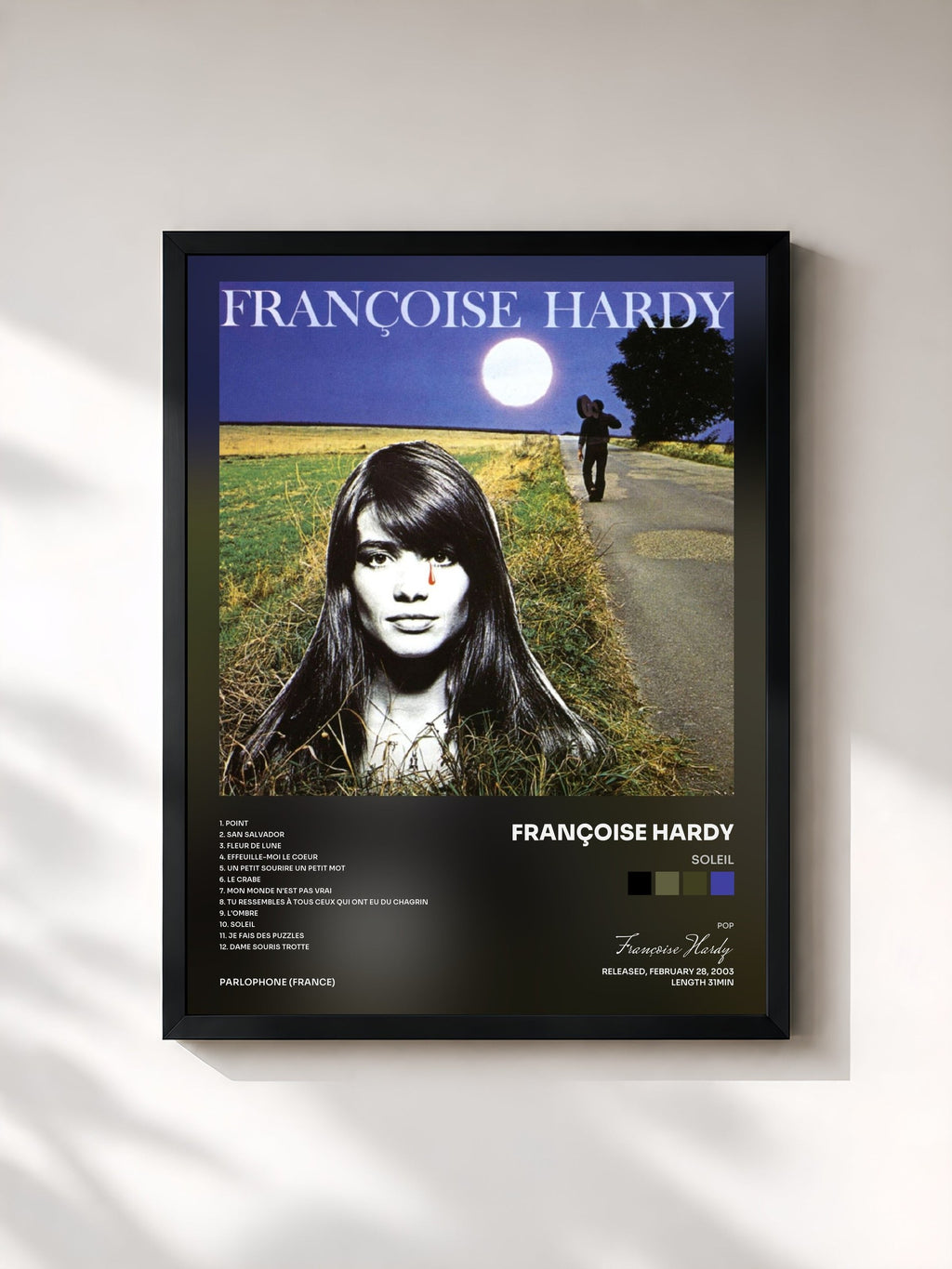 #noir Soleil von Françoise Hardy als gerahmter Kunstdruck, schwarzer Rahmen, gedruckt und gerahmt in Frankreich