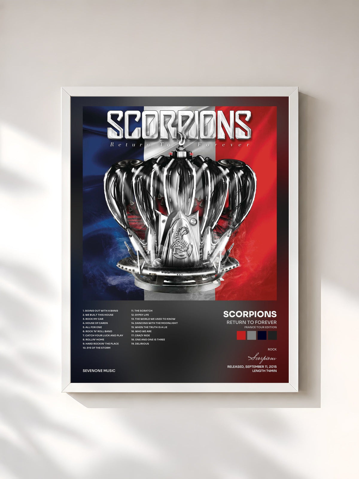 #blanc Tableau de l'album Return to Forever (France Tour Edition) de Scorpions, cadre blanc, imprimé et encadré en France