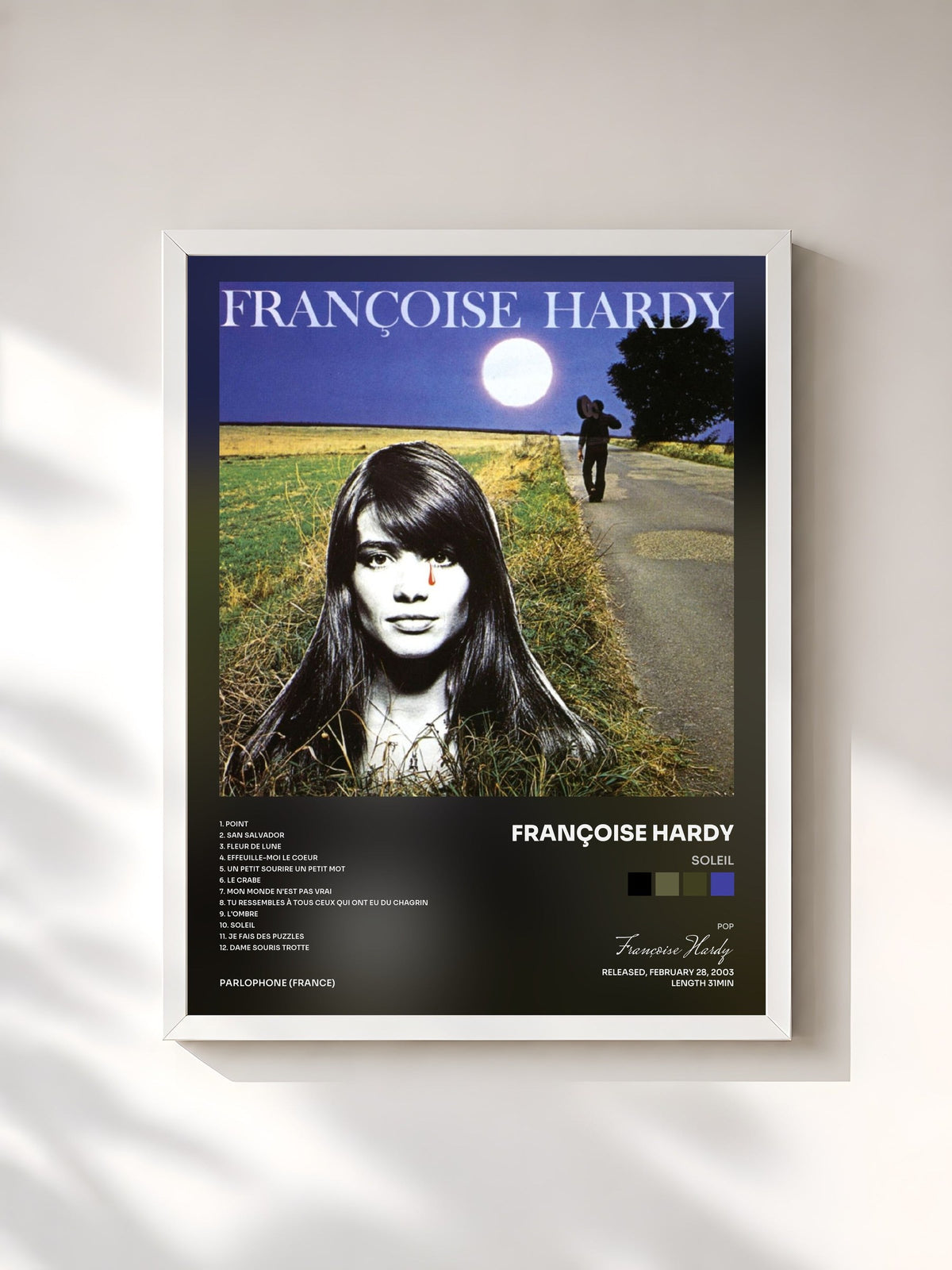 #blanc Soleil von Françoise Hardy als gerahmter Kunstdruck, weißer Rahmen, gedruckt und gerahmt in Frankreich