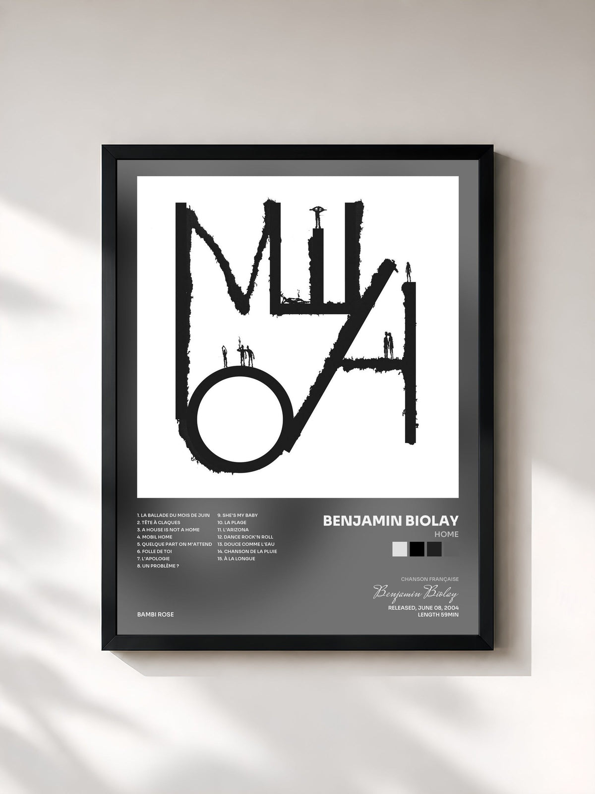 #noir HOME by Benjamin Biolay as a framed art print, black frame, printed and framed in France