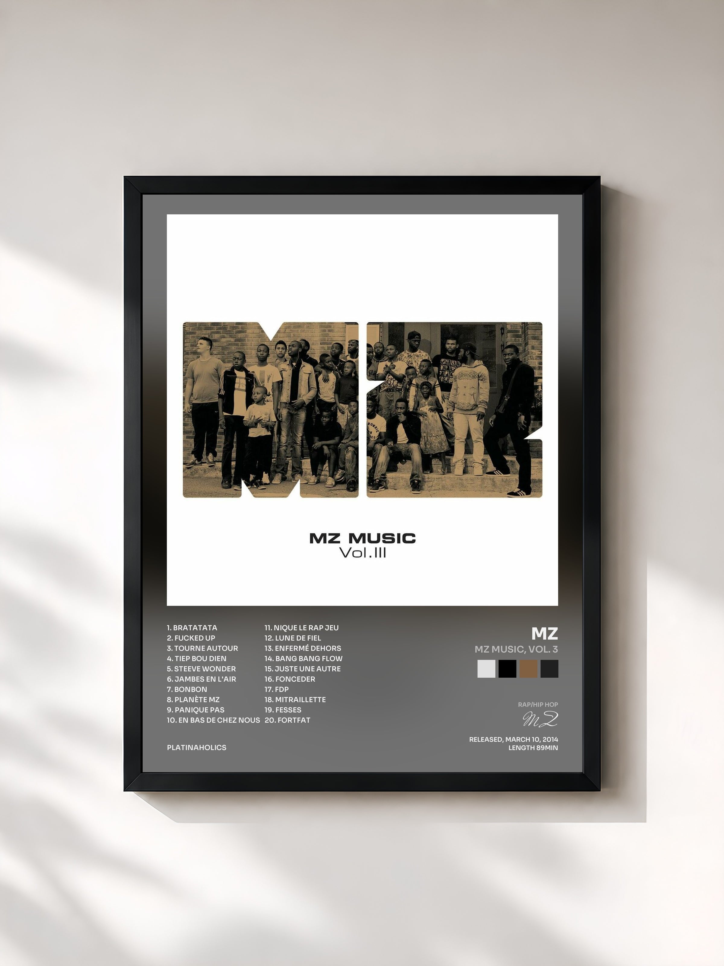 #noir MZ Music, Vol. 3 by MZ as a framed art print, black frame, printed and framed in France