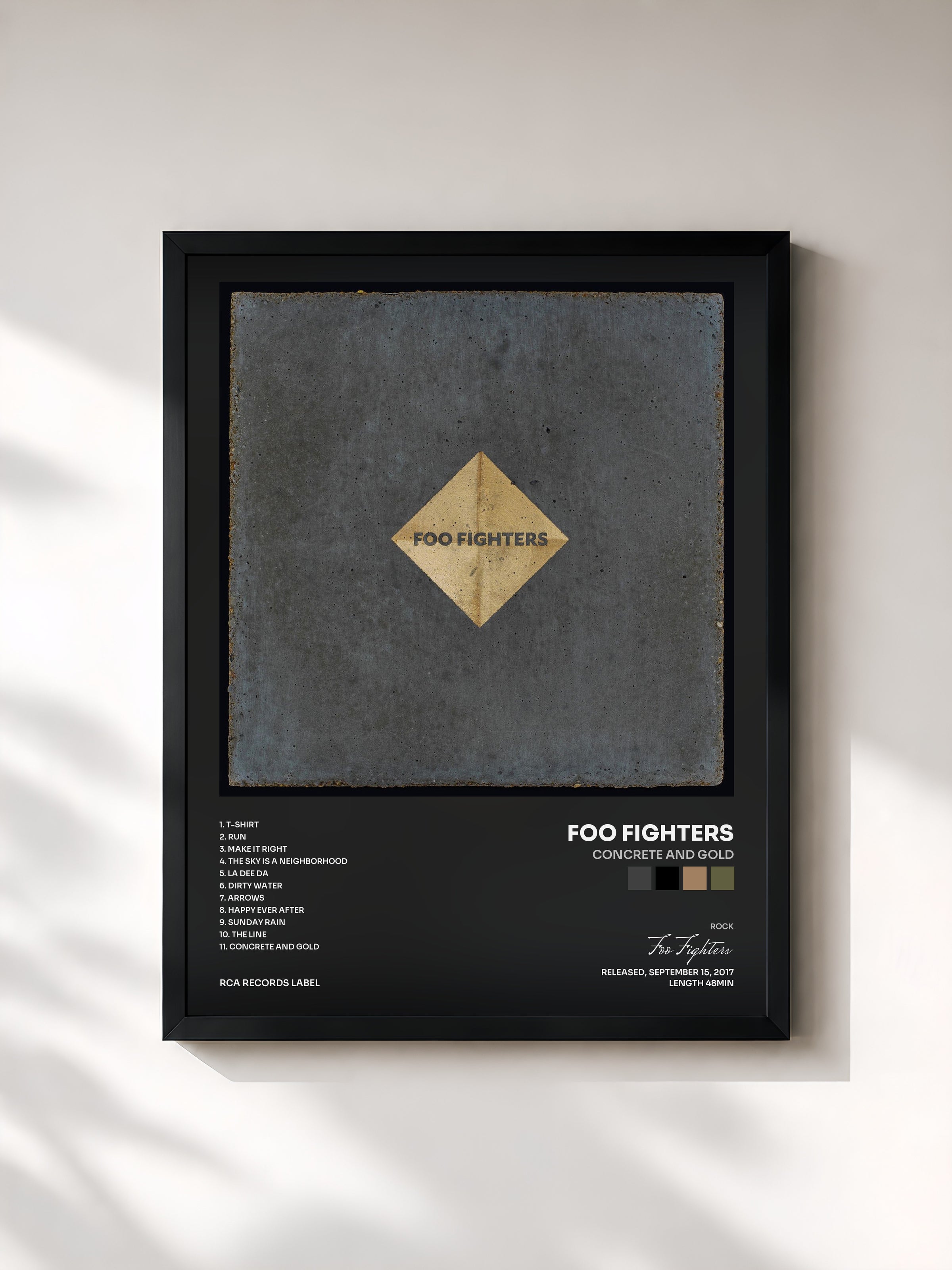 #noir Concrete and Gold by Foo Fighters as a framed art print, black frame, printed and framed in France