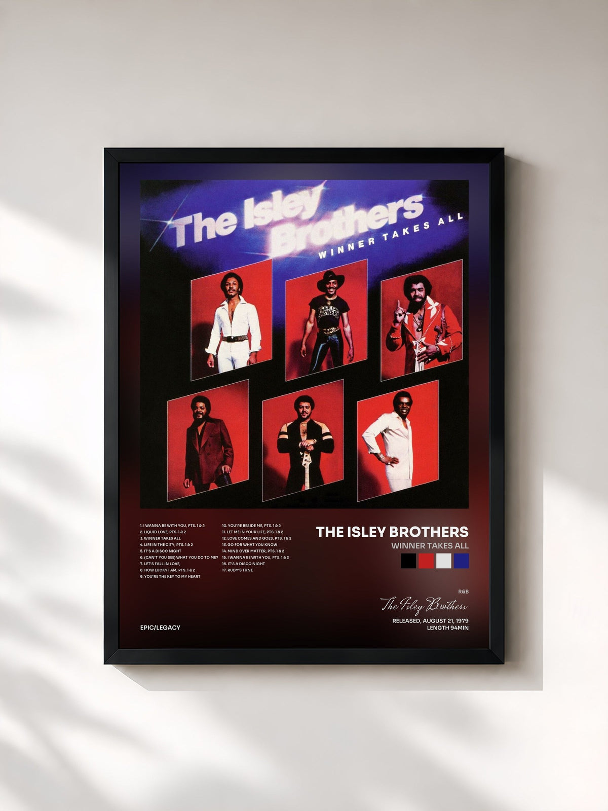 #noir Winner Takes All di The Isley Brothers in stampa incorniciata, cornice nera, stampata e incorniciata in Francia
