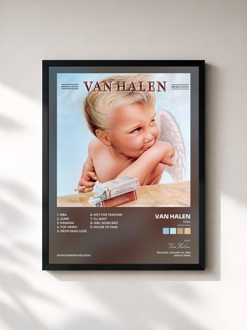 #noir 1984 (Remastered) by Van Halen as a framed art print, black frame, printed and framed in France