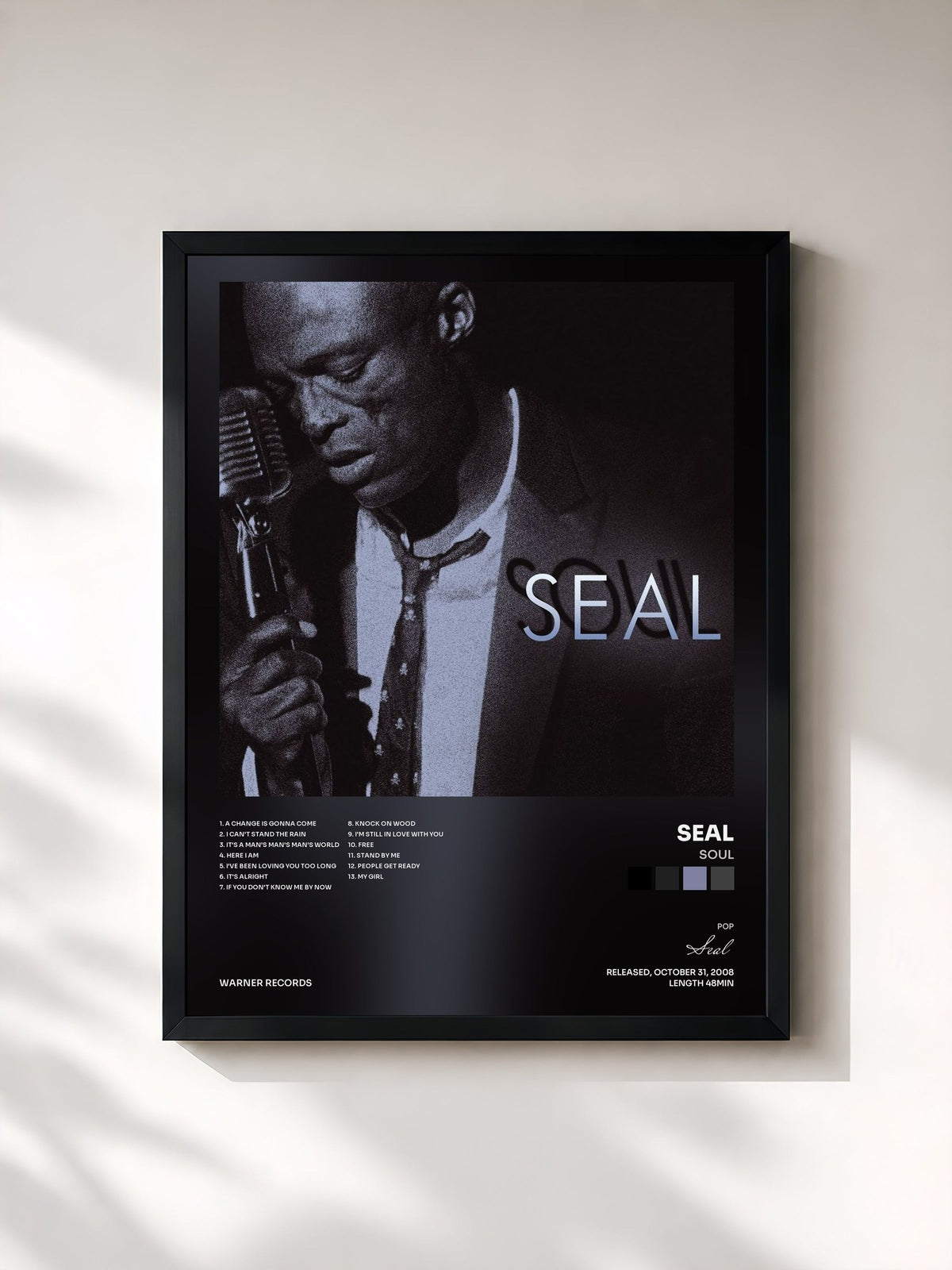 #noir Soul de Seal en lámina enmarcada, marco negro, impresa y enmarcada en Francia