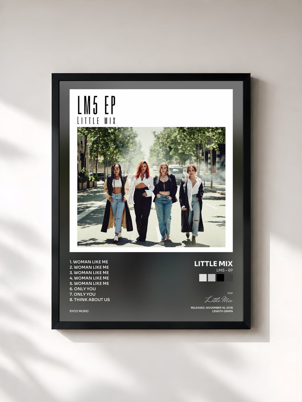 #noir Tableau de l'album LM5 - EP de Little Mix, cadre noir, imprimé et encadré en France