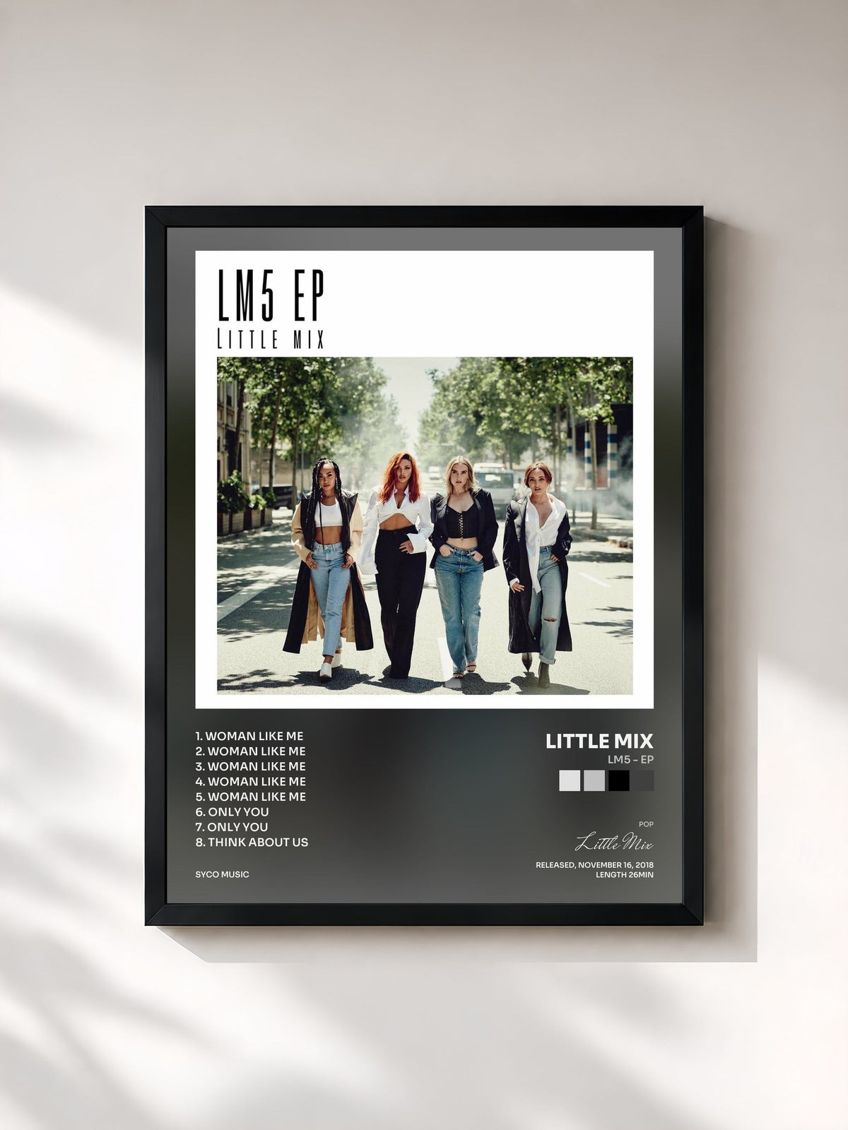#noir Tableau de l'album LM5 - EP de Little Mix, cadre noir, imprimé et encadré en France