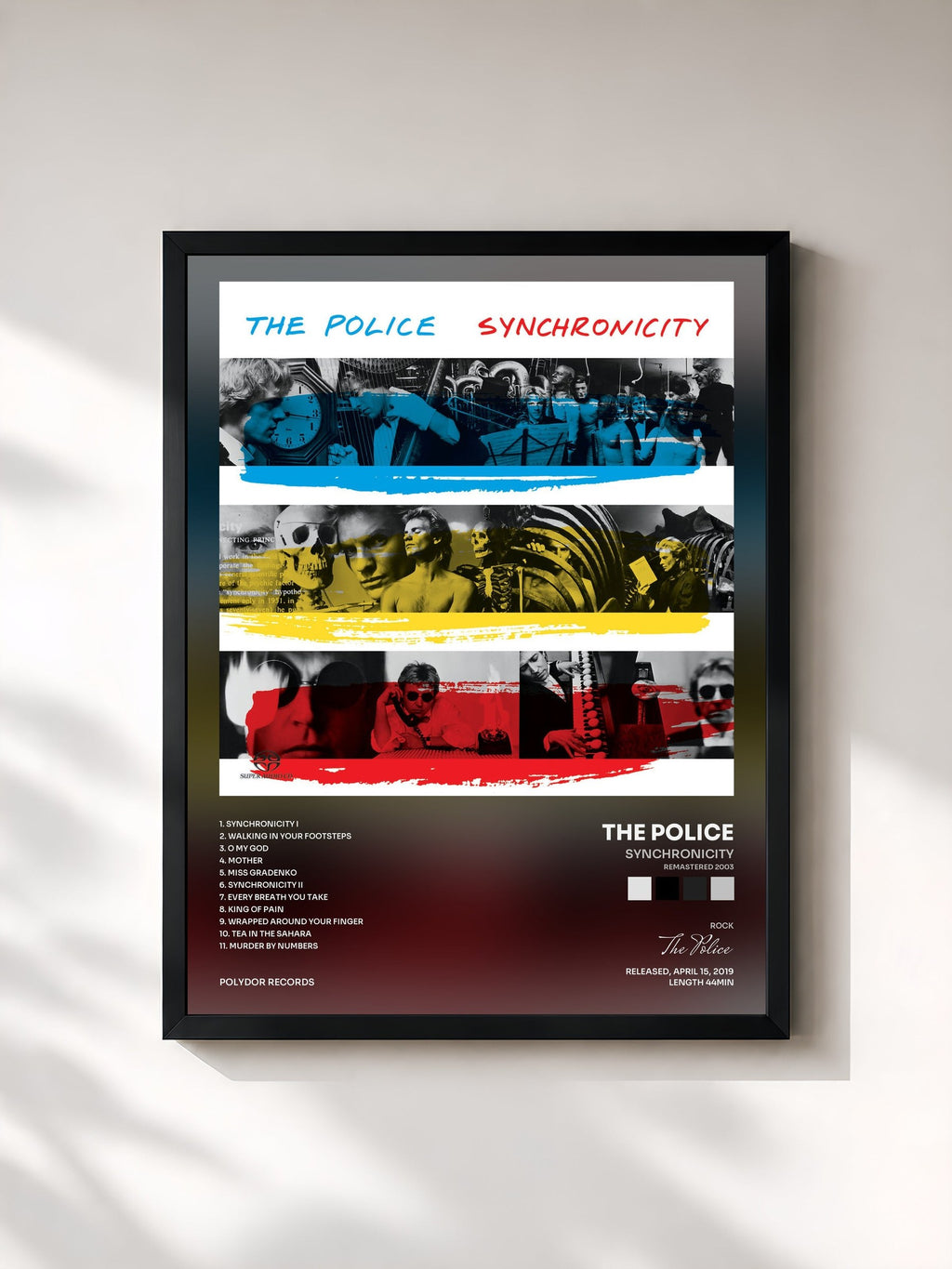 #noir Tableau de l'album Synchronicity (Remastered 2003) de The Police, cadre noir, imprimé et encadré en France