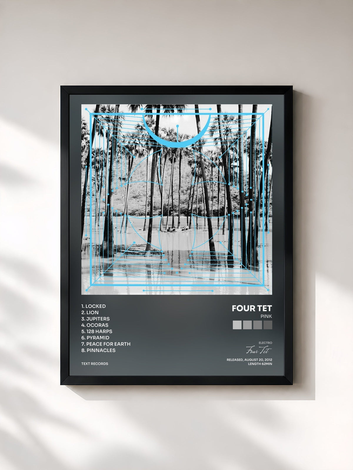#noir Pink de Four Tet en lámina enmarcada, marco negro, impresa y enmarcada en Francia