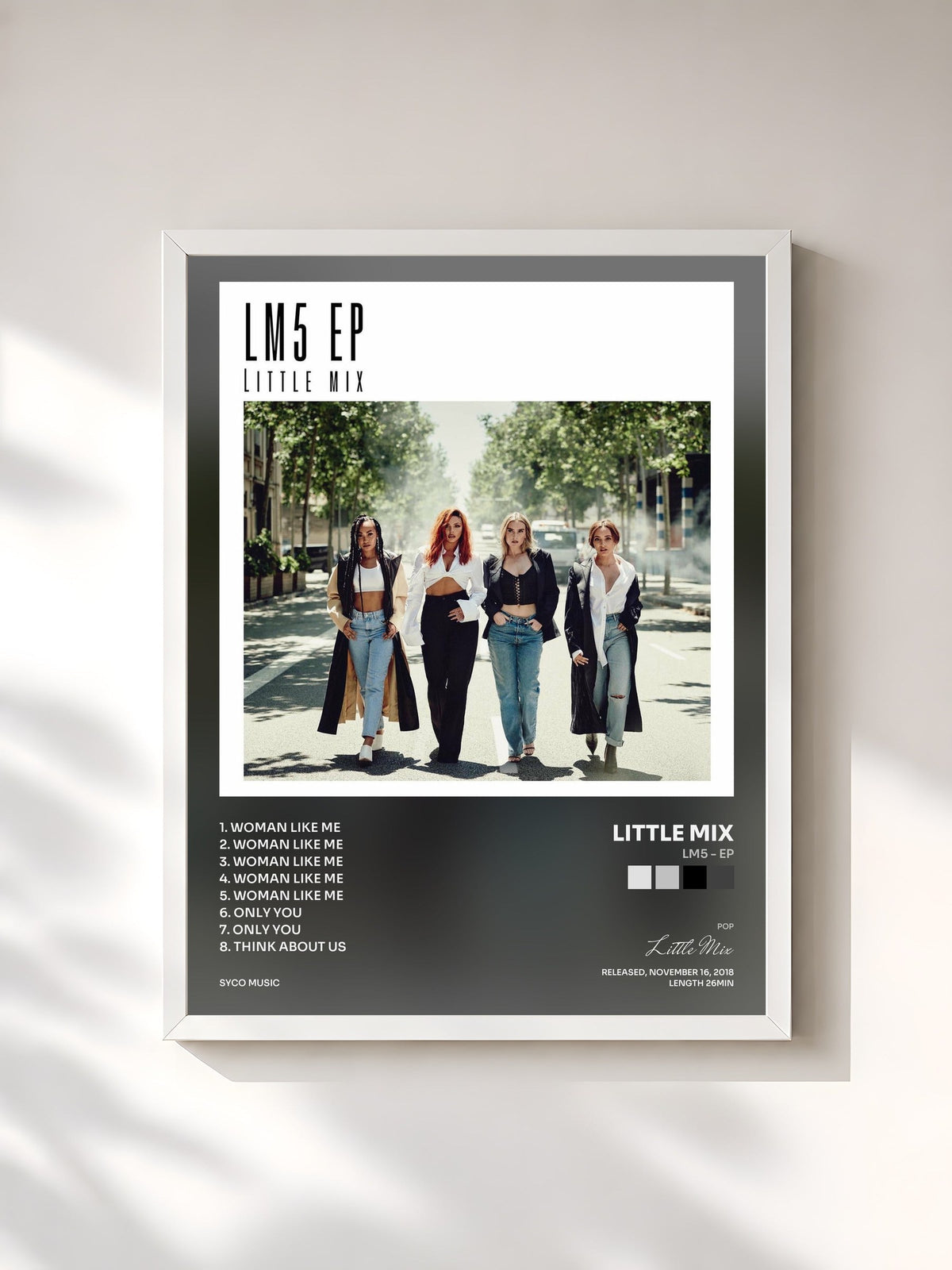#blanc Tableau de l'album LM5 - EP de Little Mix, cadre blanc, imprimé et encadré en France