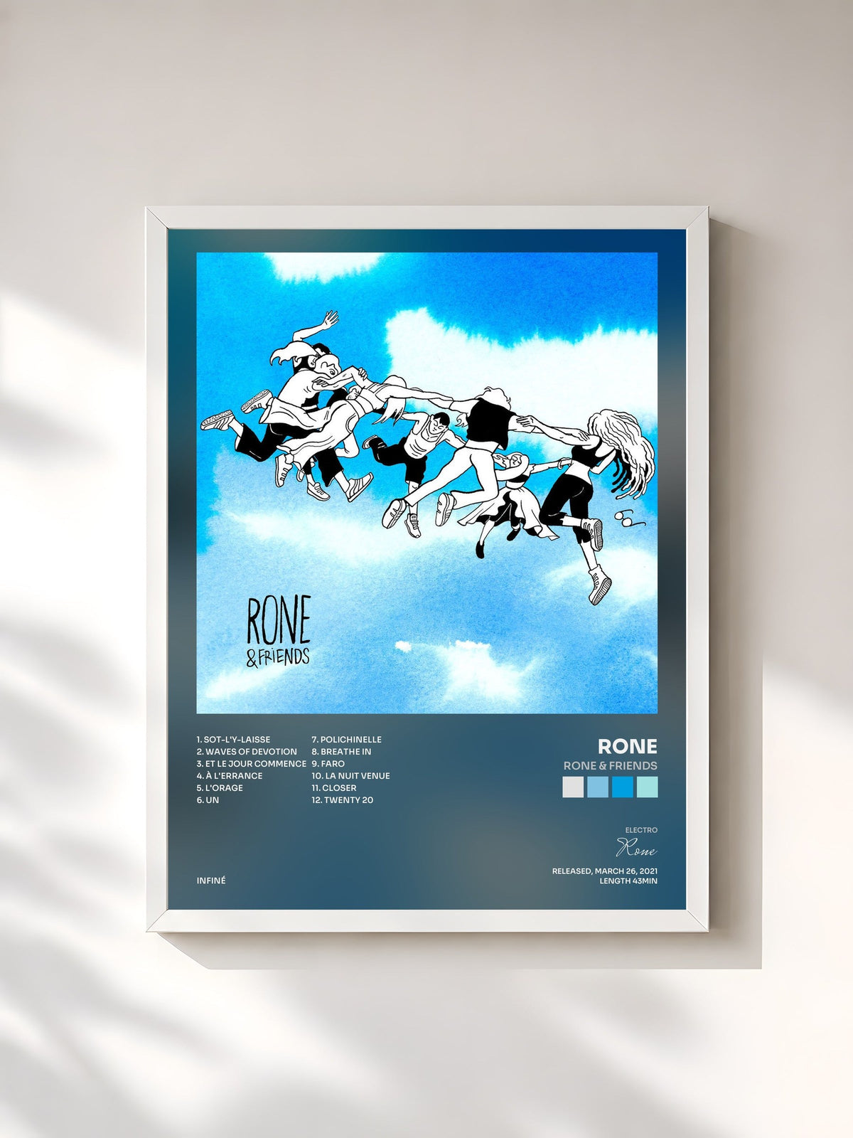 #blanc Rone & Friends von Rone als gerahmter Kunstdruck, weißer Rahmen, gedruckt und gerahmt in Frankreich