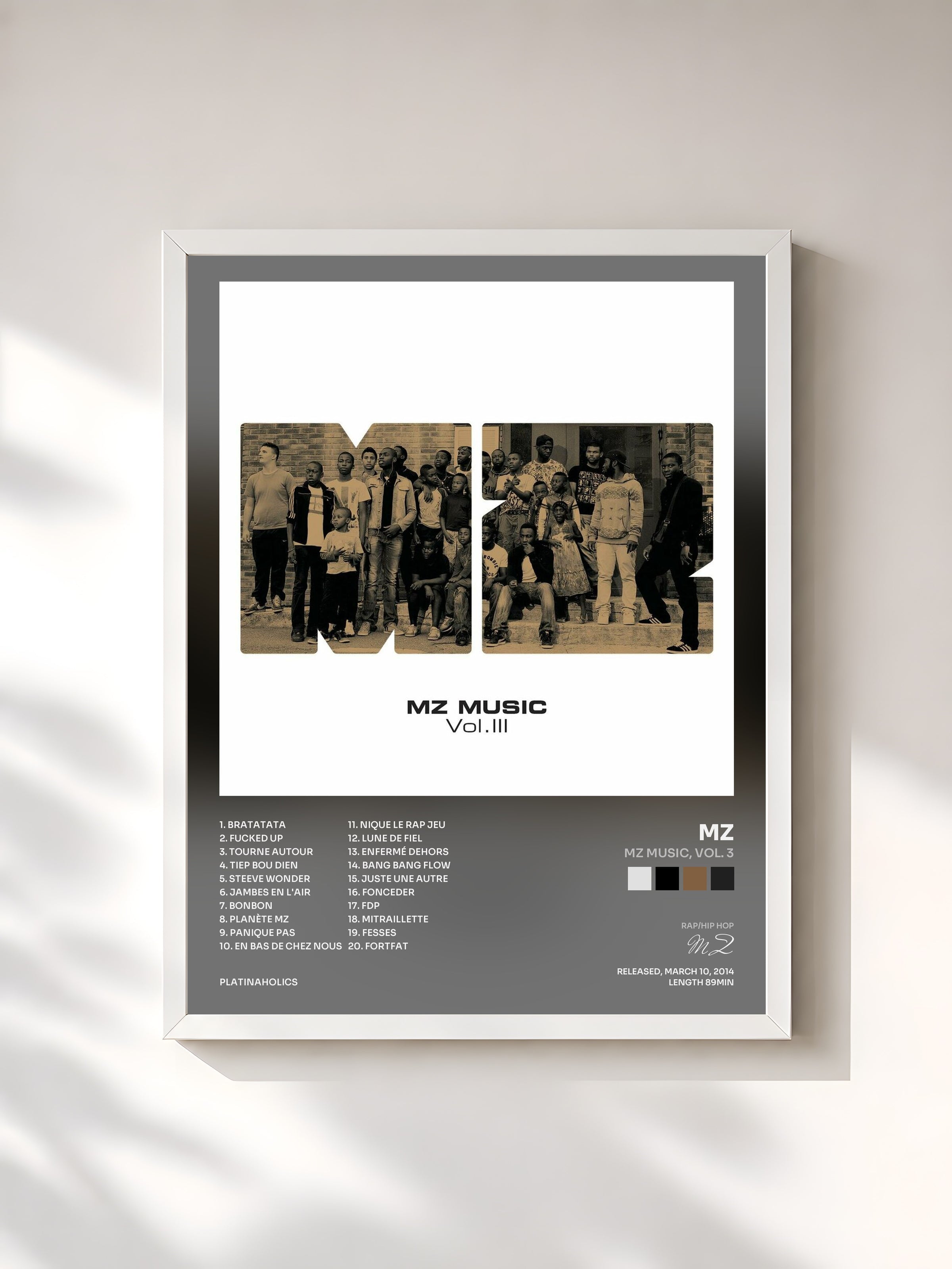 #blanc MZ Music, Vol. 3 by MZ as a framed art print, white frame, printed and framed in France