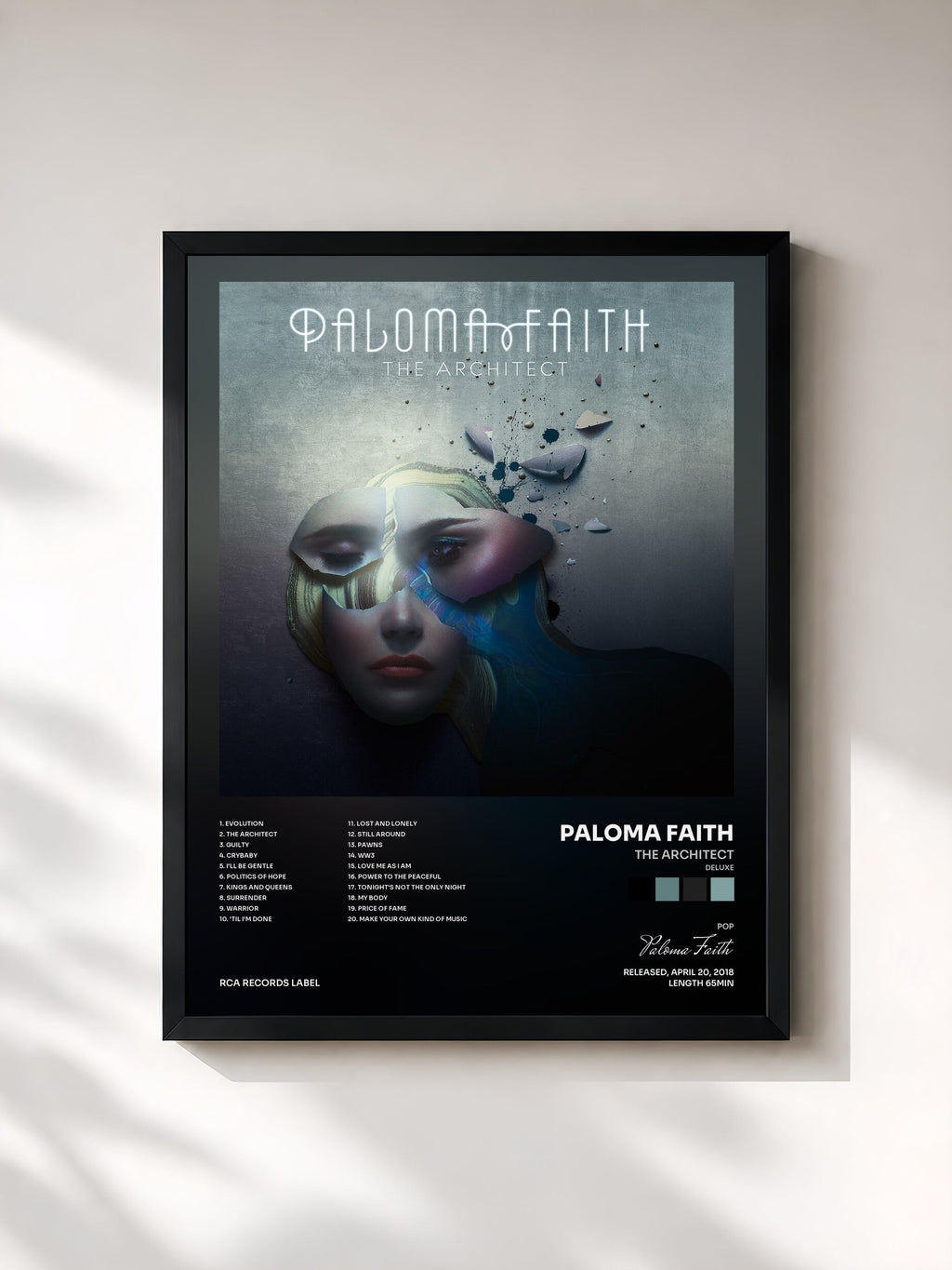 #noir Tableau de l'album The Architect (Deluxe) de Paloma Faith, cadre noir, imprimé et encadré en France